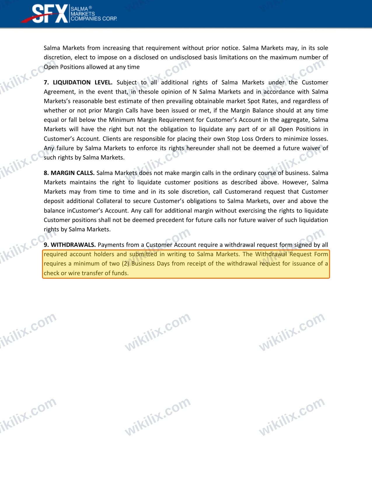 Our full page screenshot of the page this clause sits on, on SalmaMarkets's site content.salmamarkets.net, taken on Sep 20, 2026. The quoted words are marked in the image.