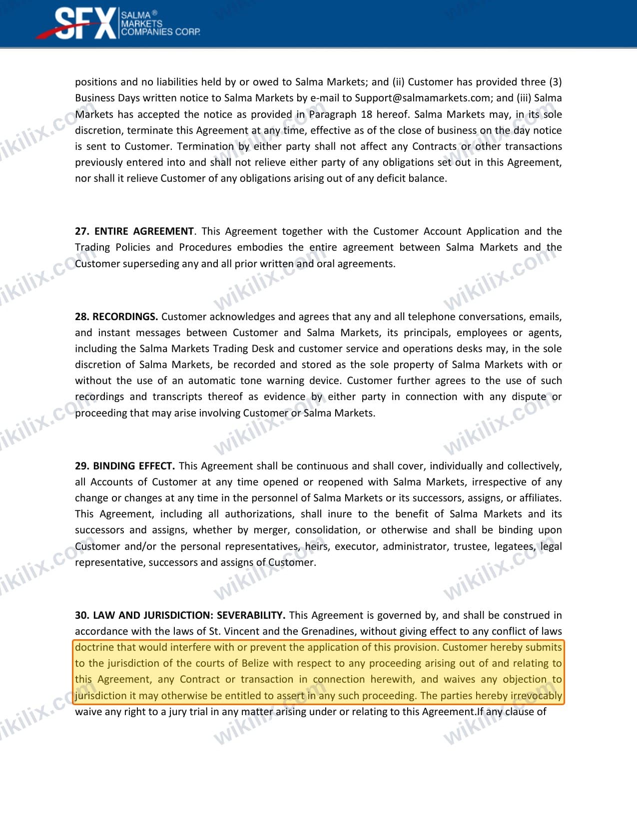 Our full page screenshot of the page this clause sits on, on SalmaMarkets's site content.salmamarkets.net, taken on Sep 20, 2026. The quoted words are marked in the image.