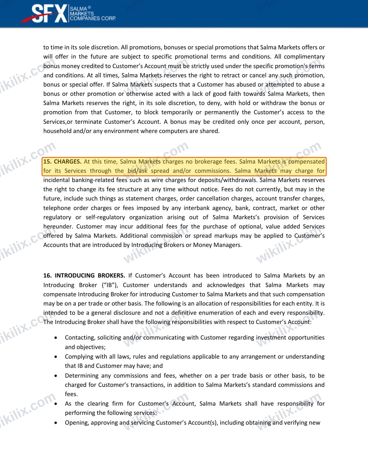 Our full page screenshot of the page this clause sits on, on SalmaMarkets's site content.salmamarkets.net, taken on Sep 20, 2026. The quoted words are marked in the image.