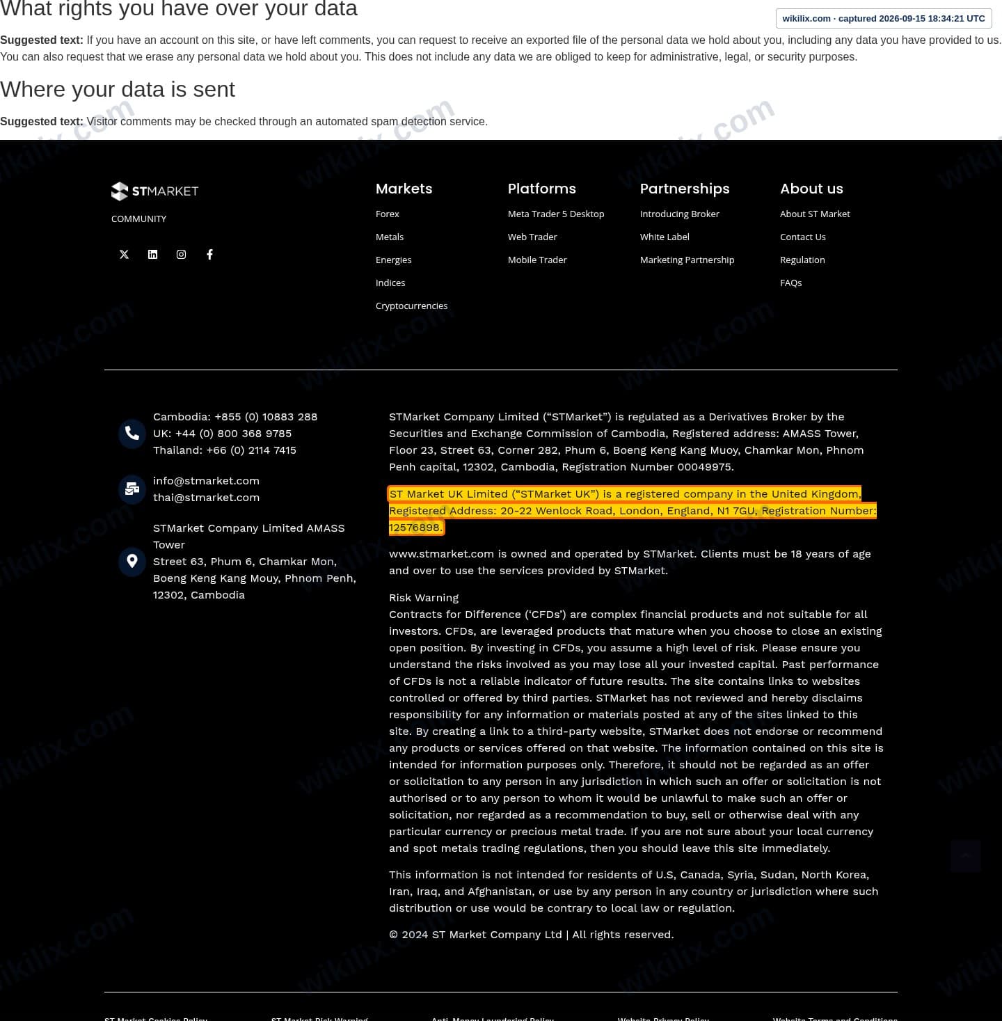Our full page screenshot of the page this clause sits on, on STMARKET's site stmarket.com, taken on Sep 15, 2026. The quoted words are marked in the image.