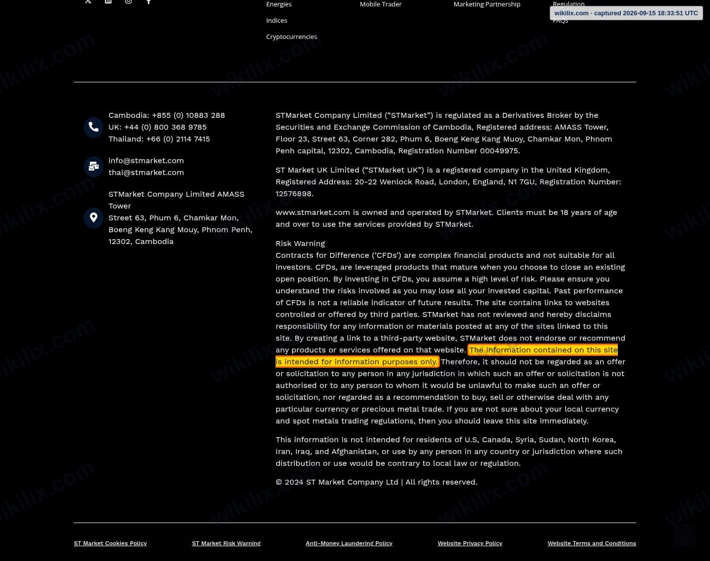 Our full page screenshot of the page this clause sits on, on STMARKET's site stmarket.com, taken on Sep 15, 2026. The quoted words are marked in the image.