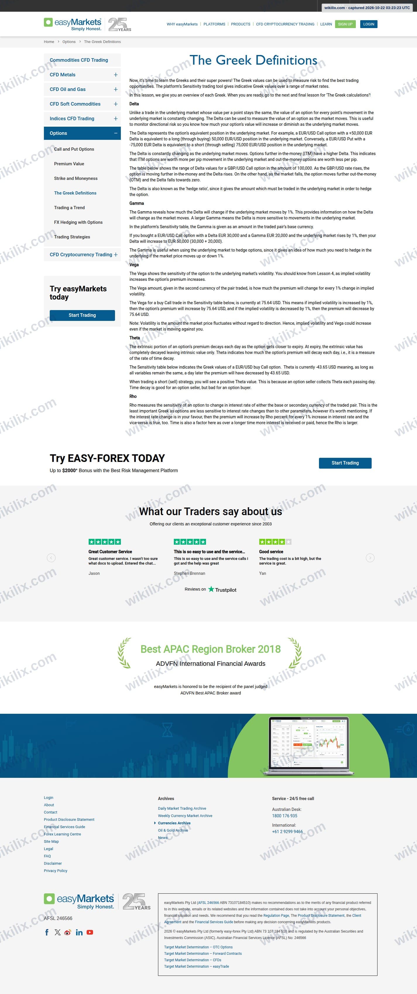 Our full page screenshot of the page this quotation was taken from, on easyMarkets's site easymarkets.com.au, taken on Oct 22, 2026. The quoted words are not marked in the image.