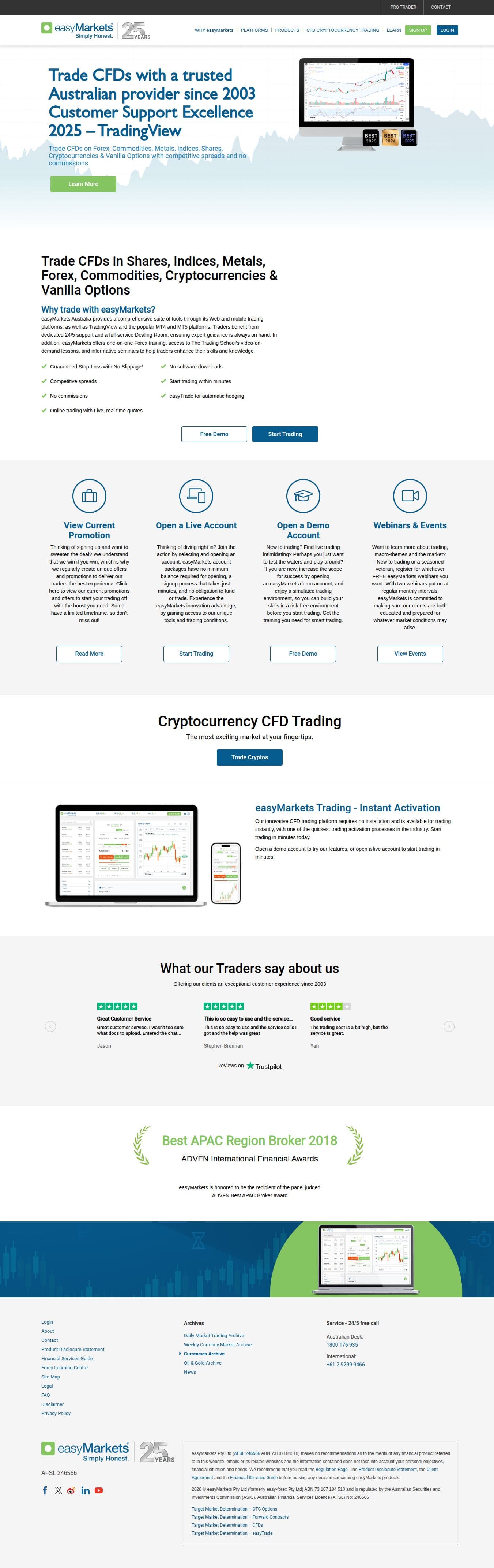 Homepage of easymarkets.com.au as we captured it