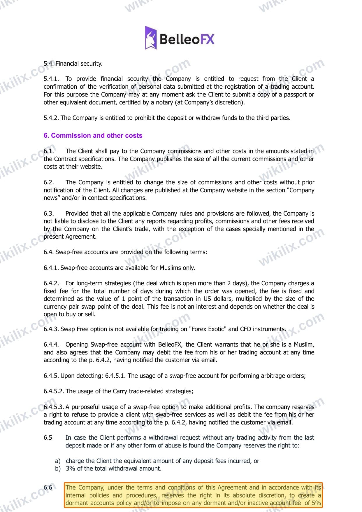 Our full page screenshot of the page this clause sits on, on BelleoFX's site belleofx.com, taken on Aug 25, 2026. The quoted words are marked in the image.