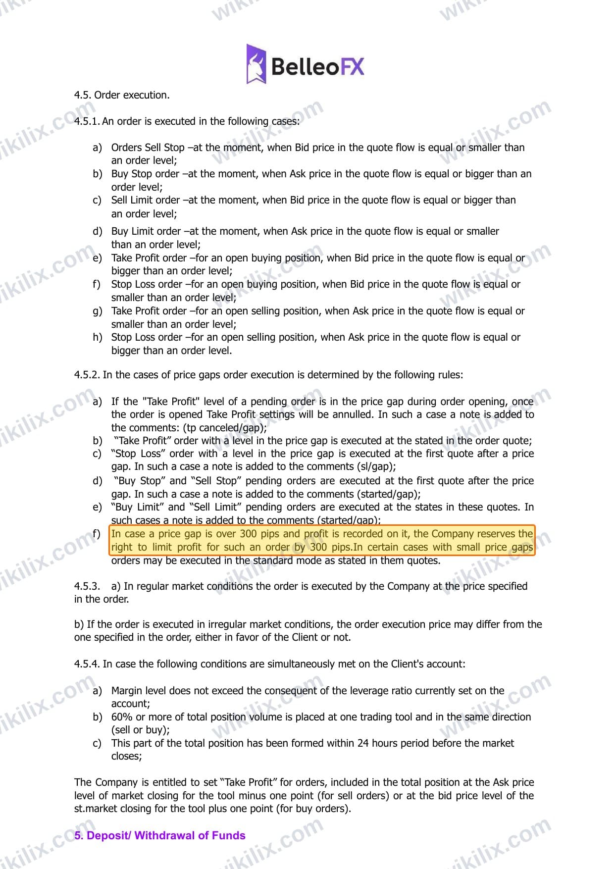 Our full page screenshot of the page this clause sits on, on BelleoFX's site belleofx.com, taken on Aug 25, 2026. The quoted words are marked in the image.