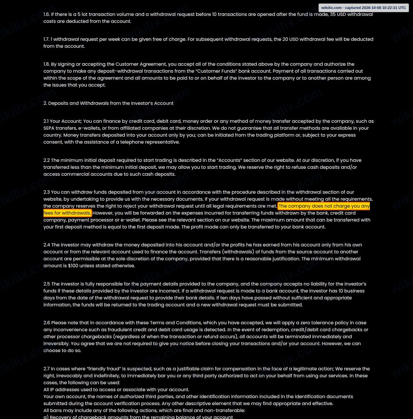 Our full page screenshot of the page that makes this promise, on RAVEX GLOBAL's site ravexcapital.com, taken on Oct 8, 2026. The quoted words are marked in the image.