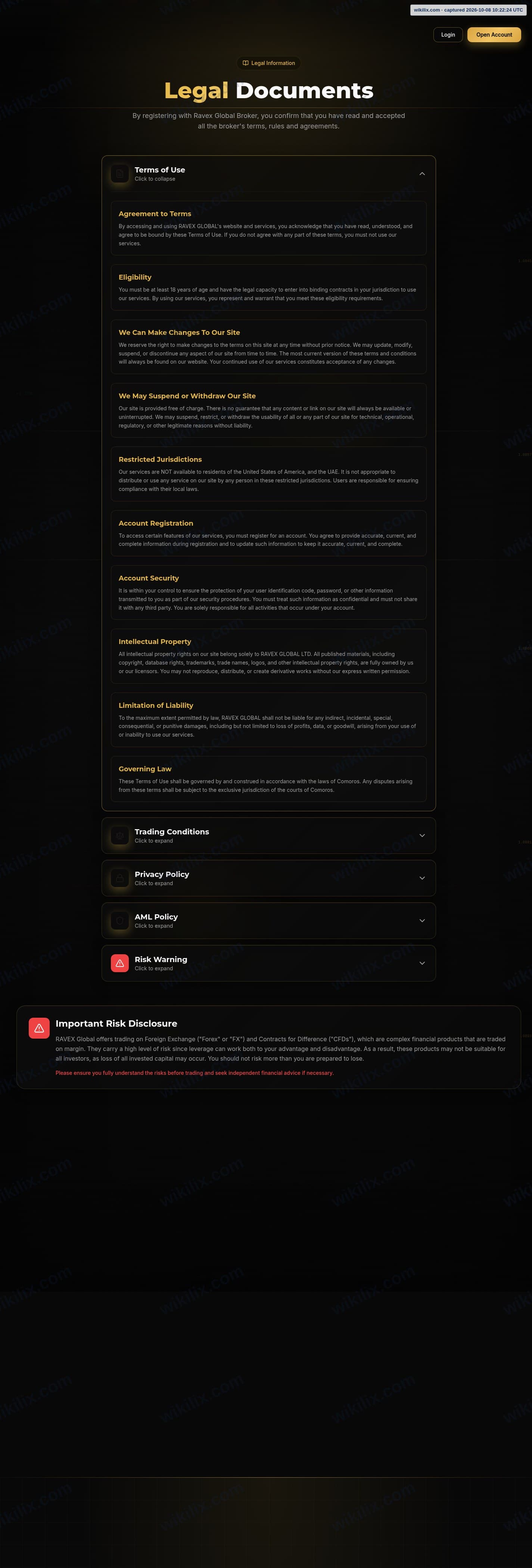 Our full page screenshot of the page this quotation was taken from, on RAVEX GLOBAL's site ravexglobal.com, taken on Oct 8, 2026. The quoted words are not marked in the image.