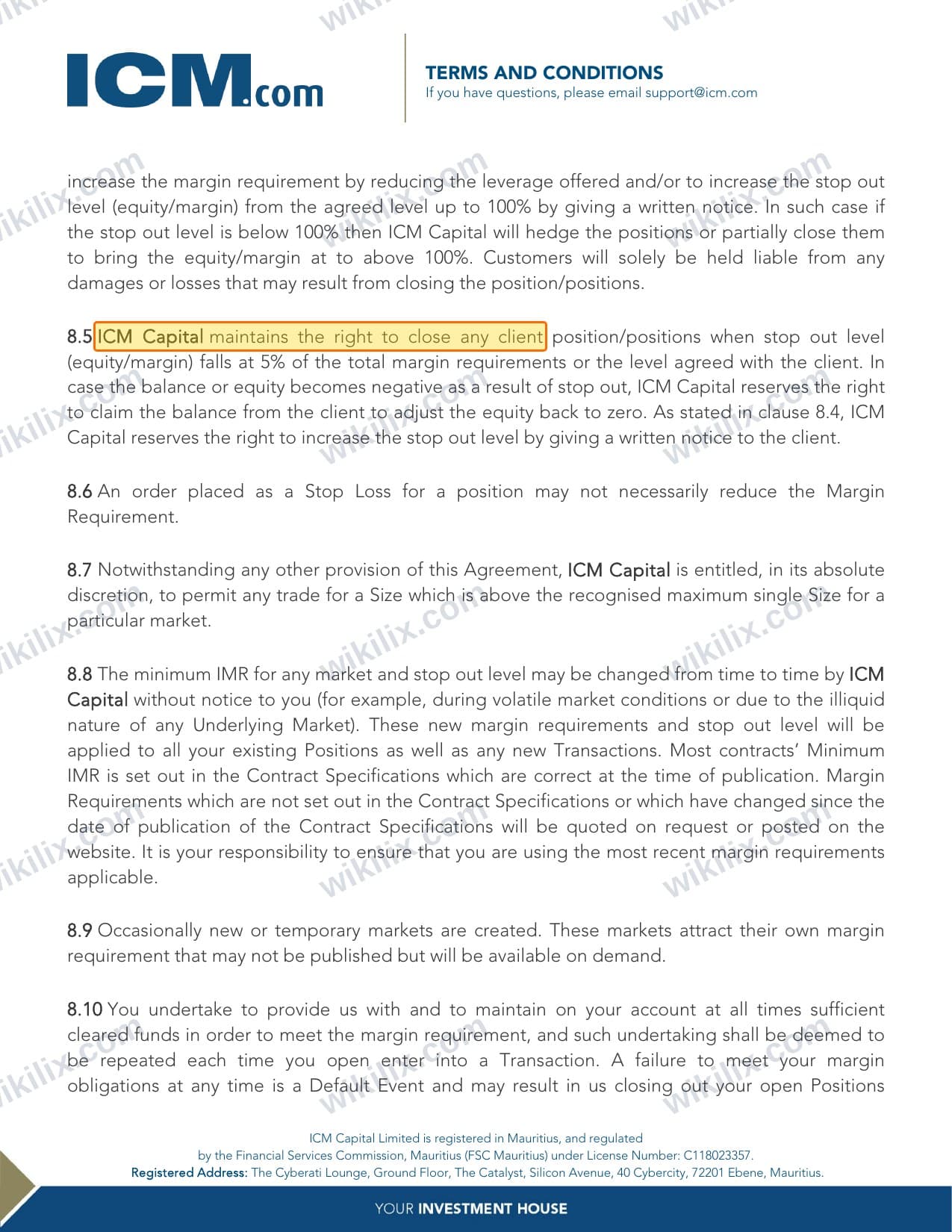 Our full page screenshot of the page this clause sits on, on ICM's site icm.com, taken on Aug 27, 2026. The quoted words are marked in the image.