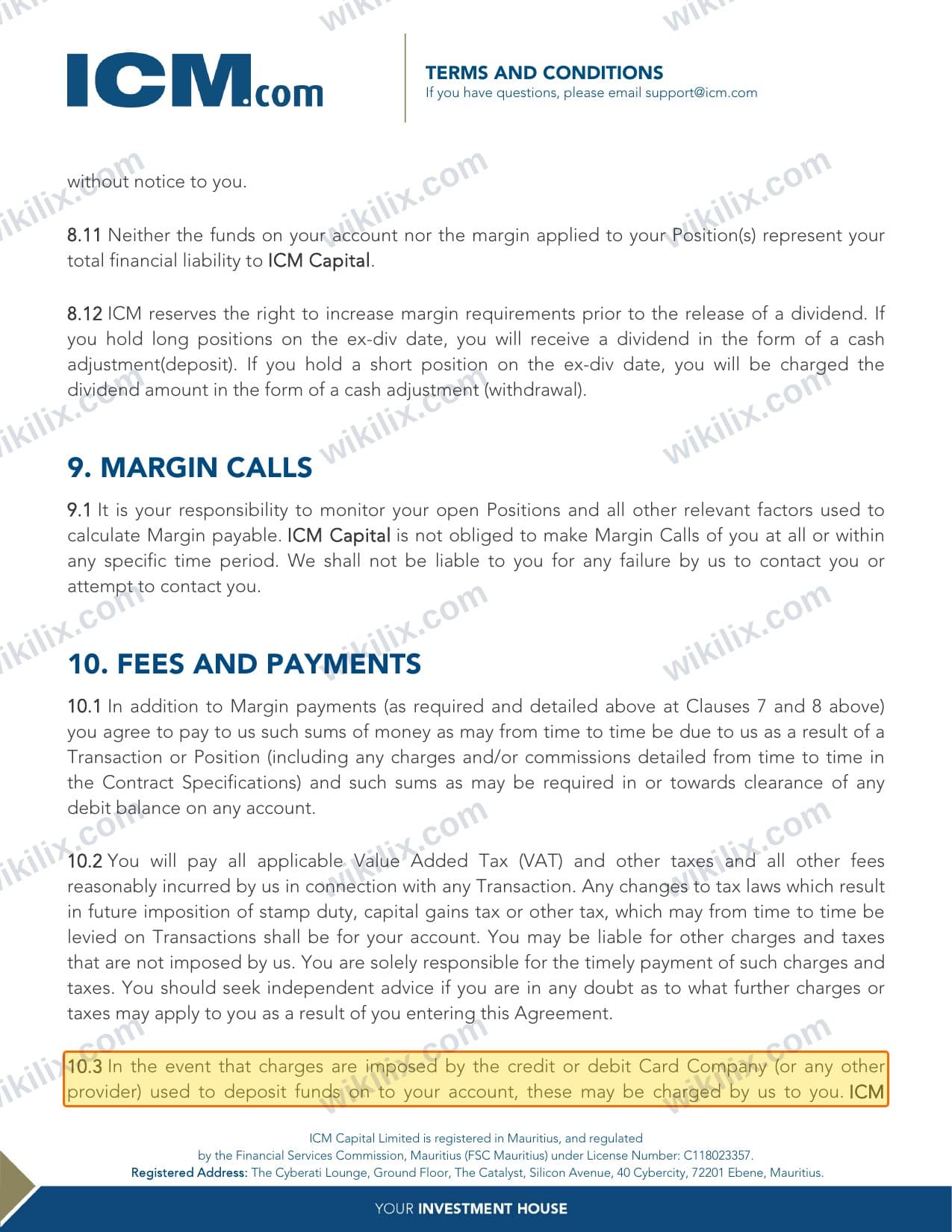 Our full page screenshot of the page this clause sits on, on ICM's site icm.com, taken on Aug 27, 2026. The quoted words are marked in the image.