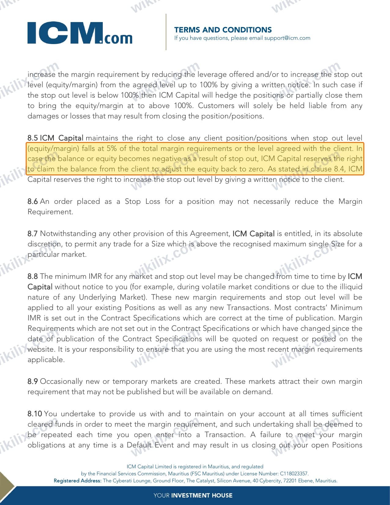 Our full page screenshot of the page this clause sits on, on ICM's site icm.com, taken on Aug 27, 2026. The quoted words are marked in the image.