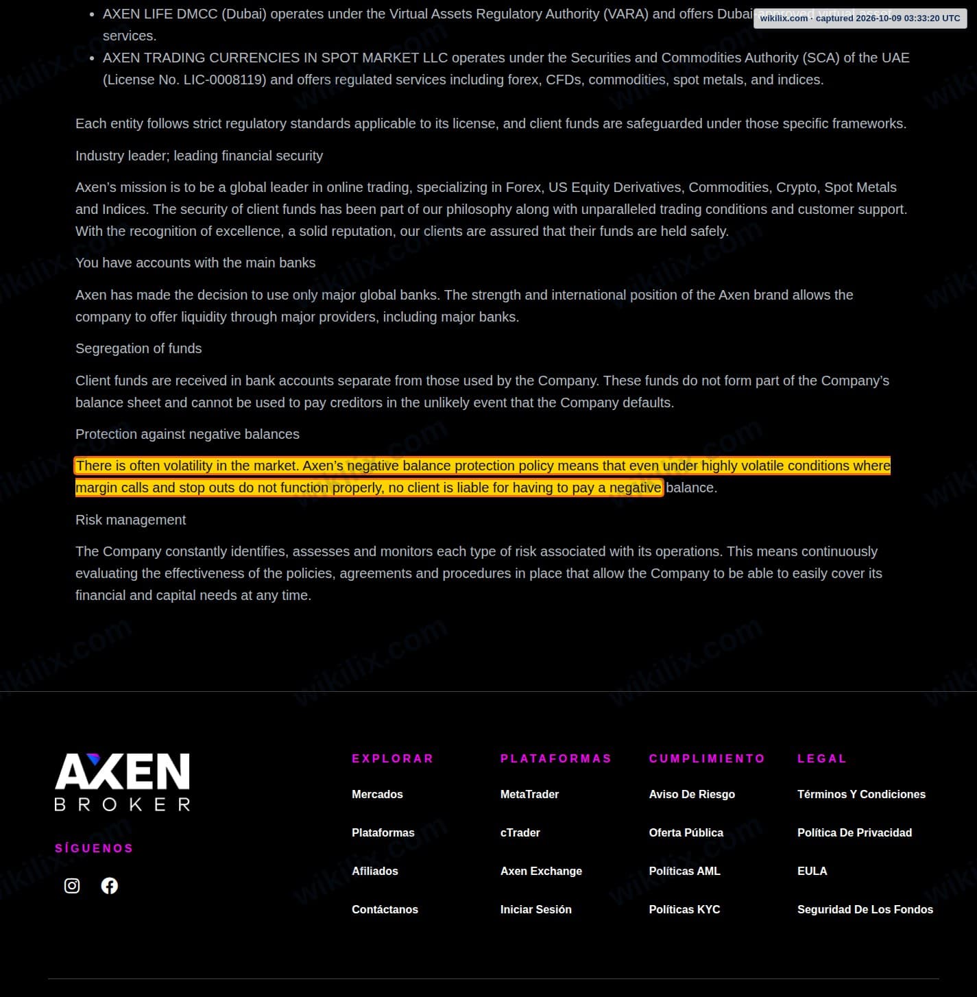 Our full page screenshot of the page that makes this promise, on Axen Broker's site axenbroker.com, taken on Oct 9, 2026. The quoted words are marked in the image.