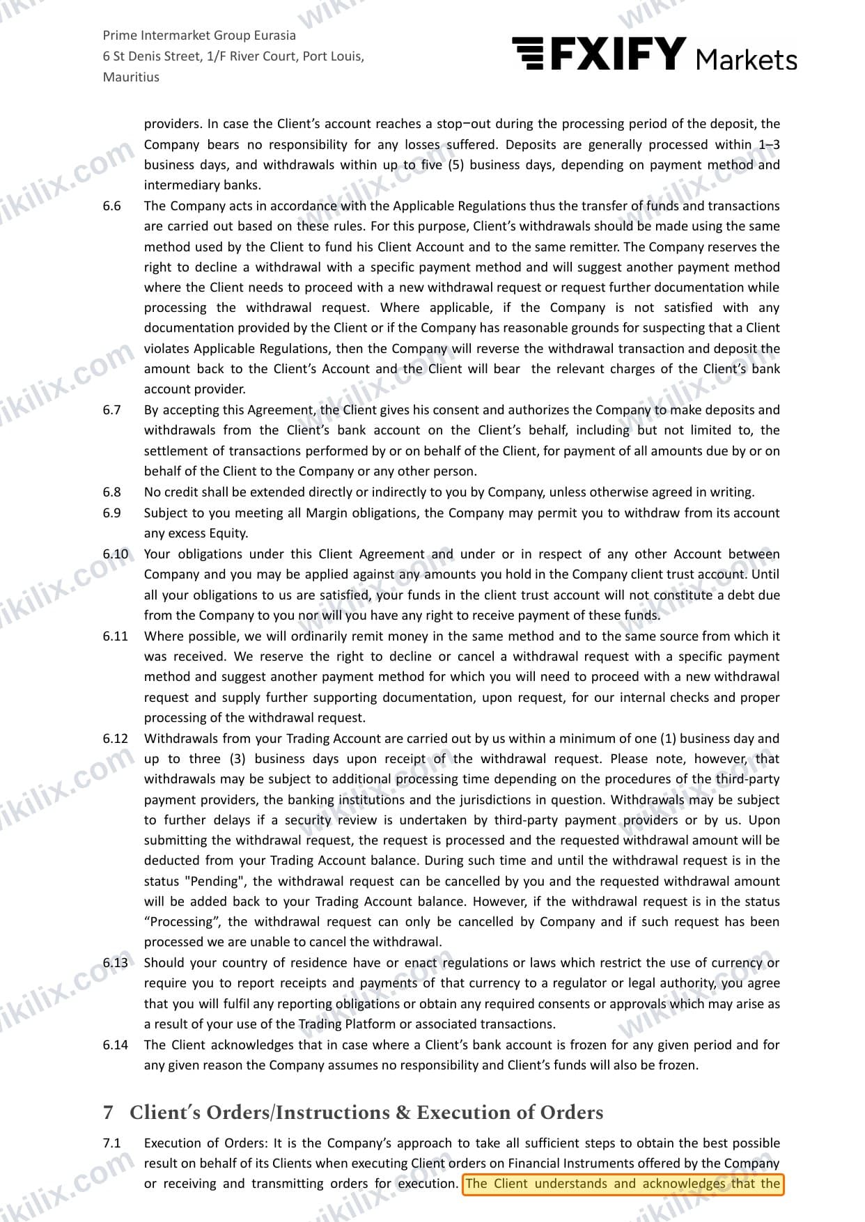 Our full page screenshot of the page this clause sits on, on FXPIG's site fxpig.com, taken on Sep 22, 2026. The quoted words are marked in the image.