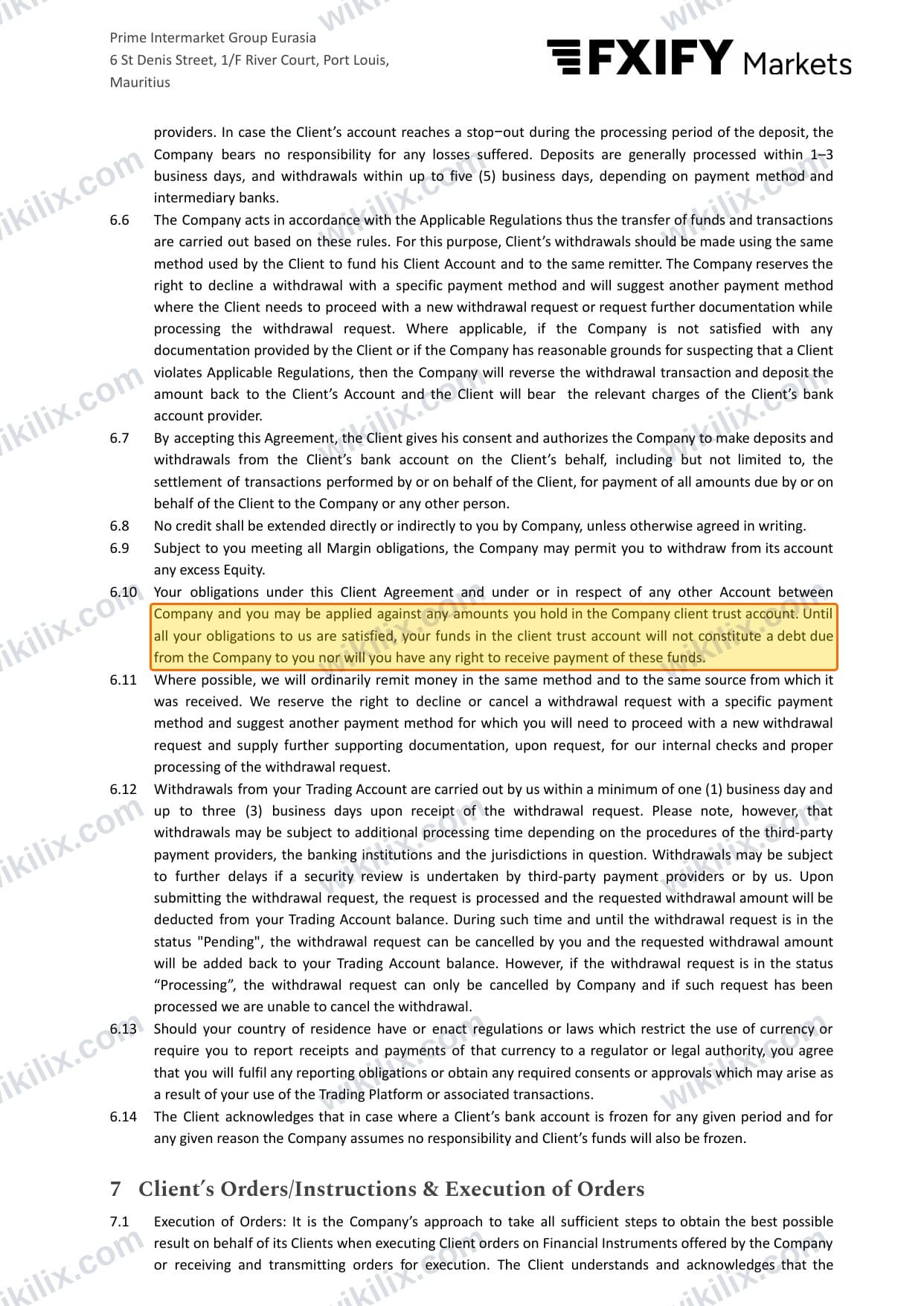 Our full page screenshot of the page this clause sits on, on FXPIG's site fxpig.com, taken on Sep 22, 2026. The quoted words are marked in the image.