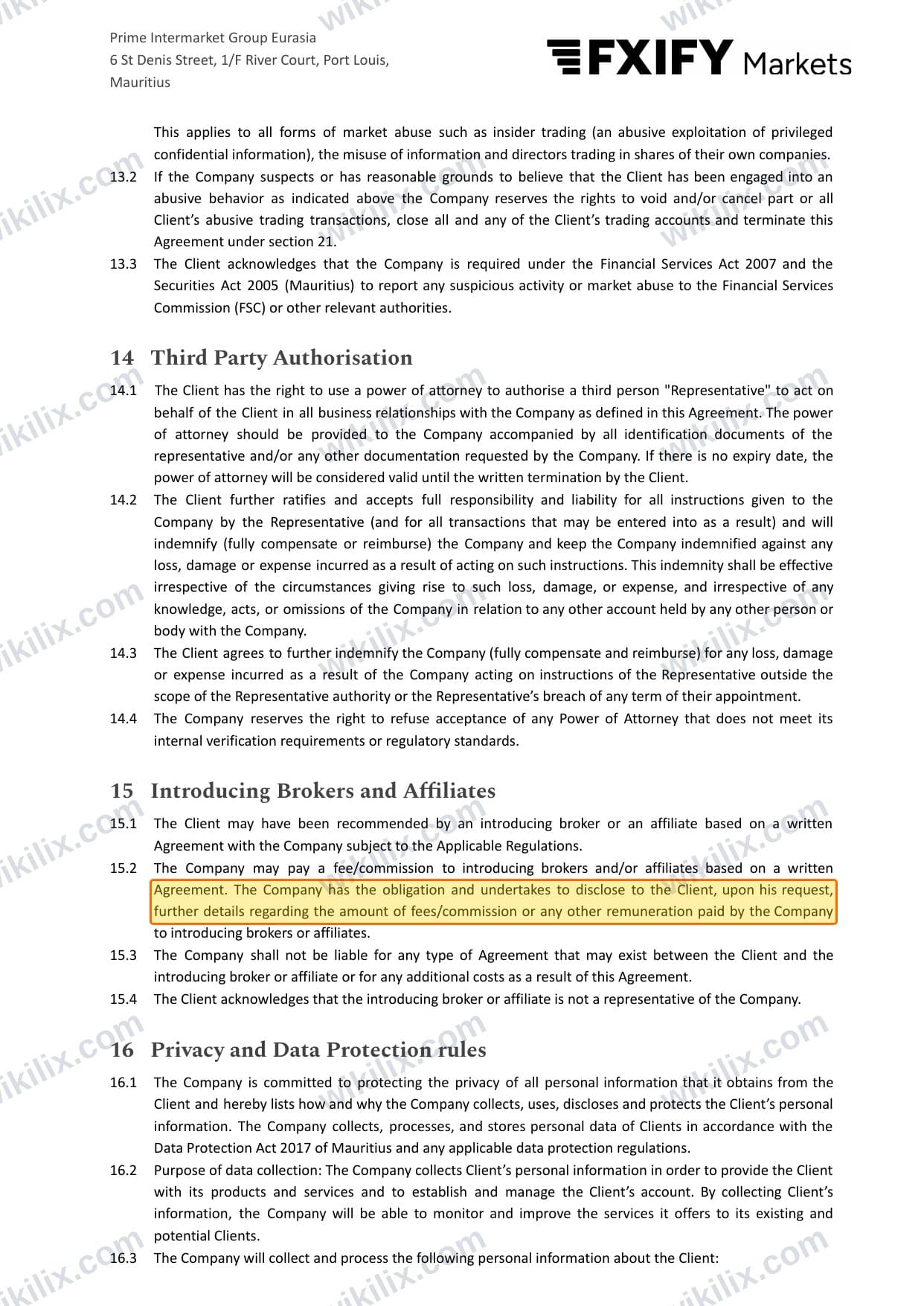 Our full page screenshot of the page this clause sits on, on FXPIG's site fxpig.com, taken on Sep 22, 2026. The quoted words are marked in the image.