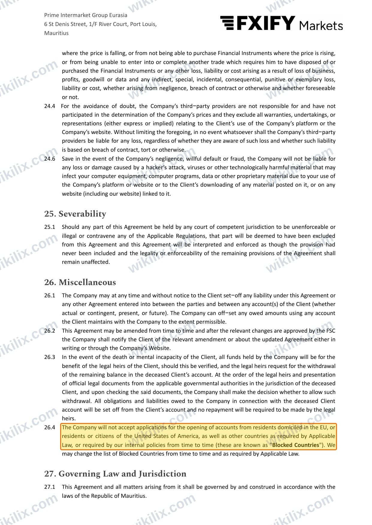 Our full page screenshot of the page this clause sits on, on FXPIG's site fxpig.com, taken on Sep 22, 2026. The quoted words are marked in the image.