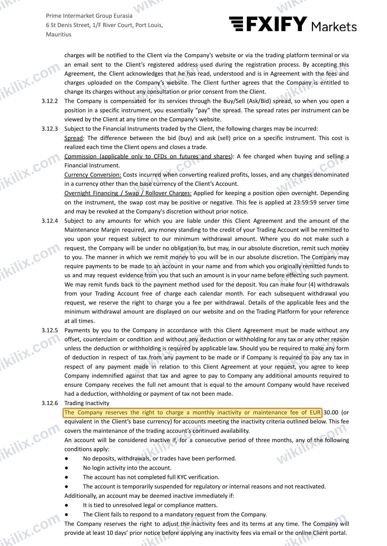 Our full page screenshot of the page this clause sits on, on FXPIG's site fxpig.com, taken on Sep 22, 2026. The quoted words are marked in the image.