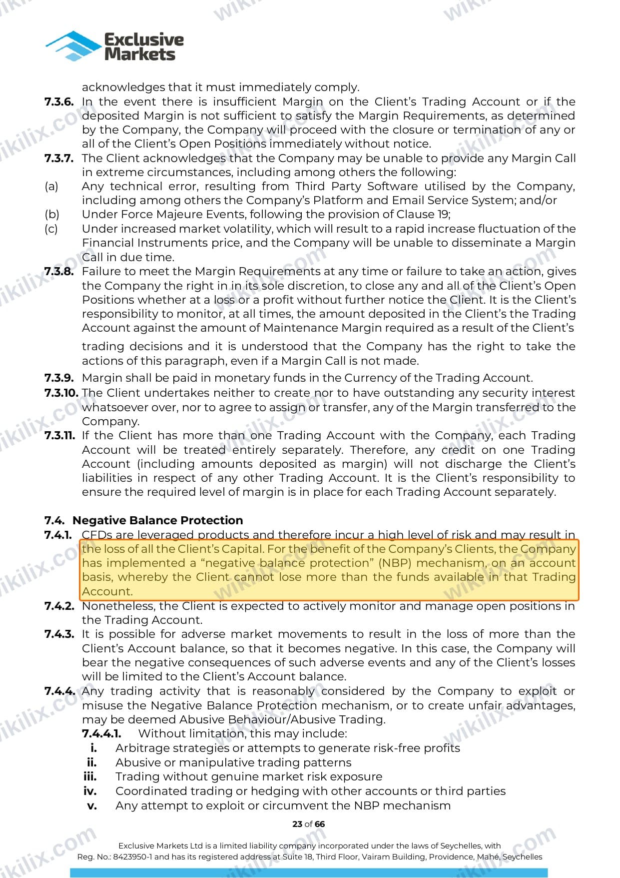 Our full page screenshot of the page this clause sits on, on Exclusive Markets's site assets.exclusivemarkets.com, taken on Sep 15, 2026. The quoted words are marked in the image.