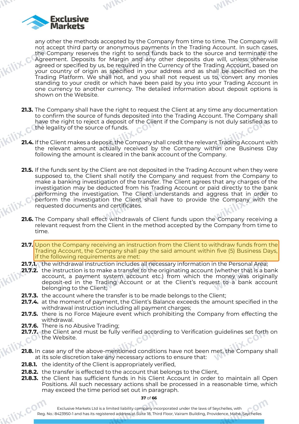 Our full page screenshot of the page this clause sits on, on Exclusive Markets's site payload-exclusivemarkets-content-prod-exclusivemarkets.s3.eu-west-2.amazonaws.com, taken on Sep 15, 2026. The quoted words are marked in the image.