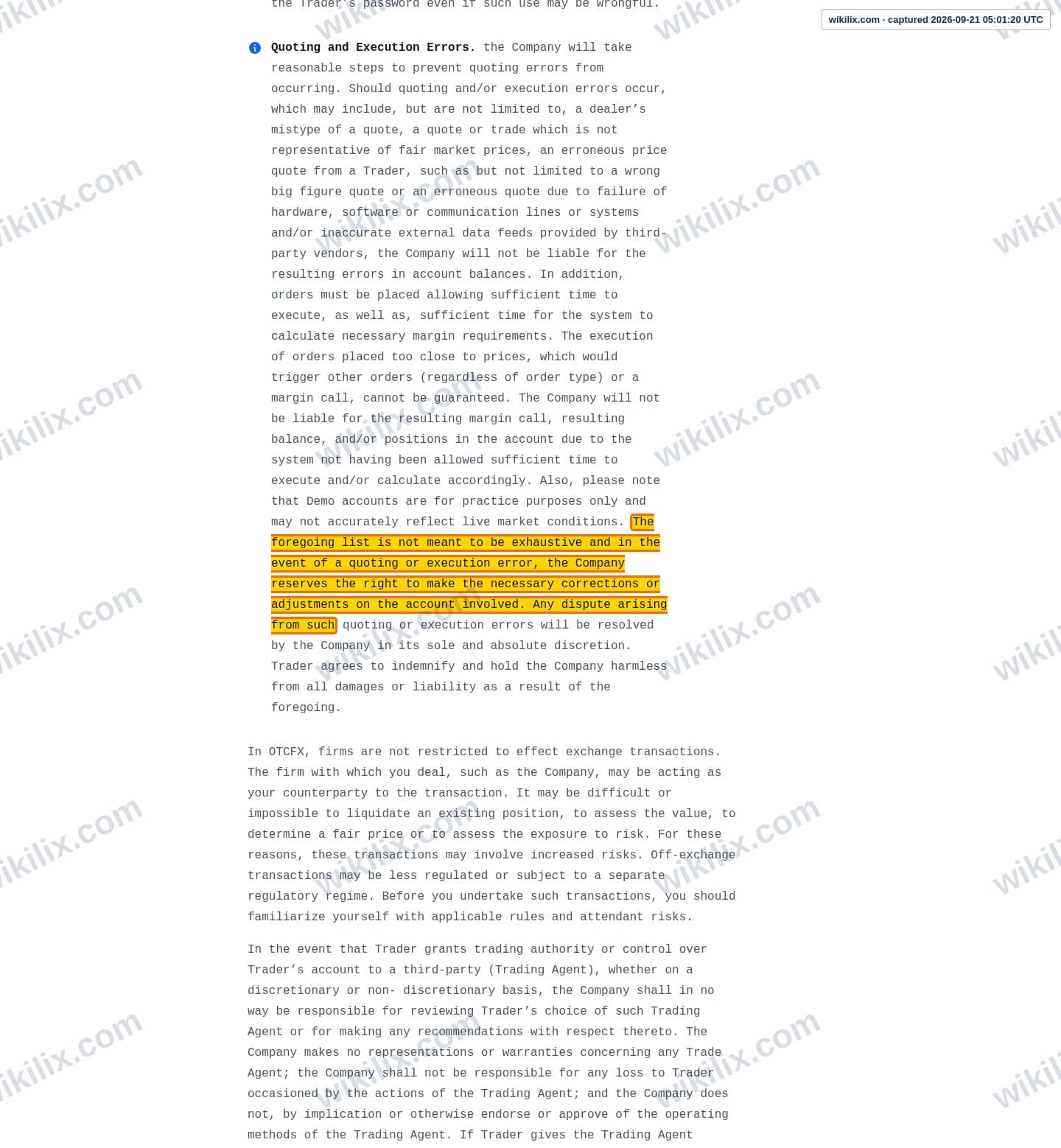 Our full page screenshot of the page this clause sits on, on Scandinavian Capital Markets's site scandinavianmarkets.com, taken on Sep 21, 2026. The quoted words are marked in the image.