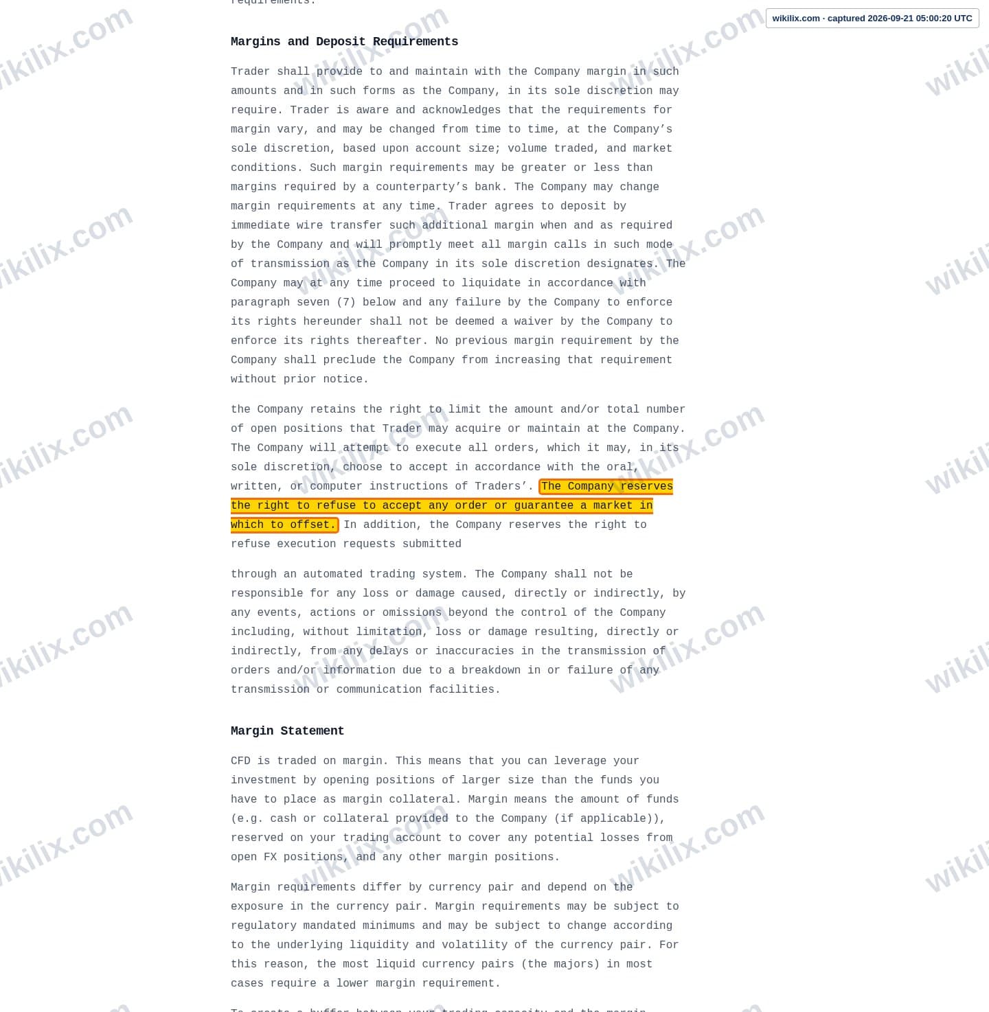 Our full page screenshot of the page this clause sits on, on Scandinavian Capital Markets's site scandinavianmarkets.com, taken on Sep 21, 2026. The quoted words are marked in the image.