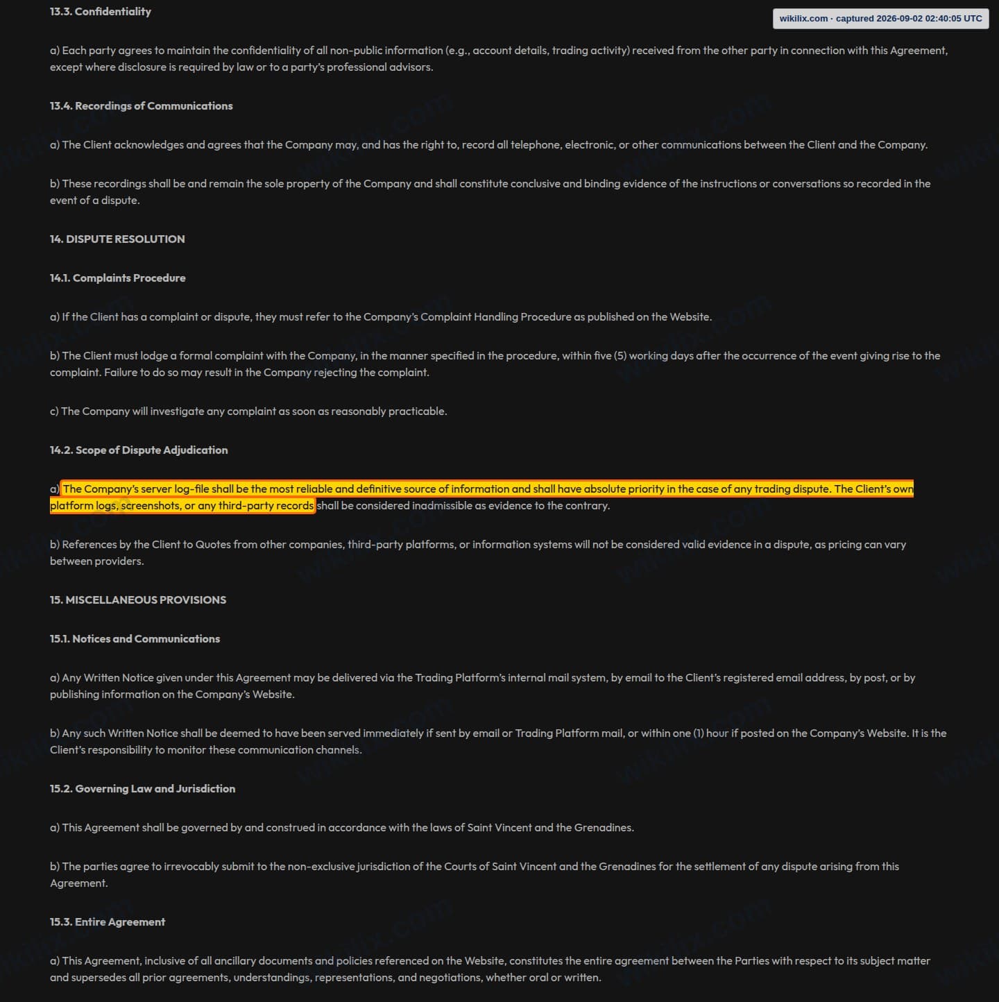 Our full page screenshot of the page this clause sits on, on QMMFX's site qmmfx.com, taken on Sep 2, 2026. The quoted words are marked in the image.
