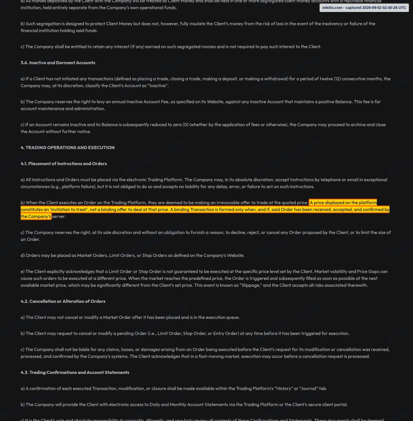 Our full page screenshot of the page this clause sits on, on QMMFX's site qmmfx.com, taken on Sep 2, 2026. The quoted words are marked in the image.
