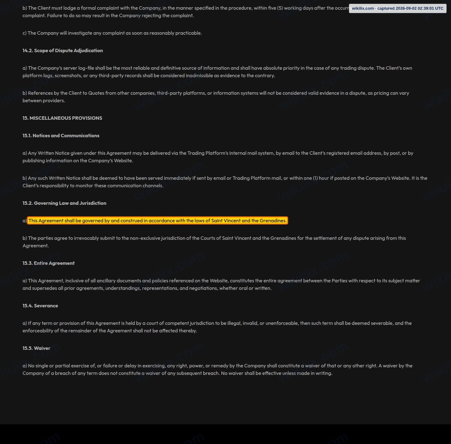 Our full page screenshot of the page this clause sits on, on QMMFX's site qmmfx.com, taken on Sep 2, 2026. The quoted words are marked in the image.