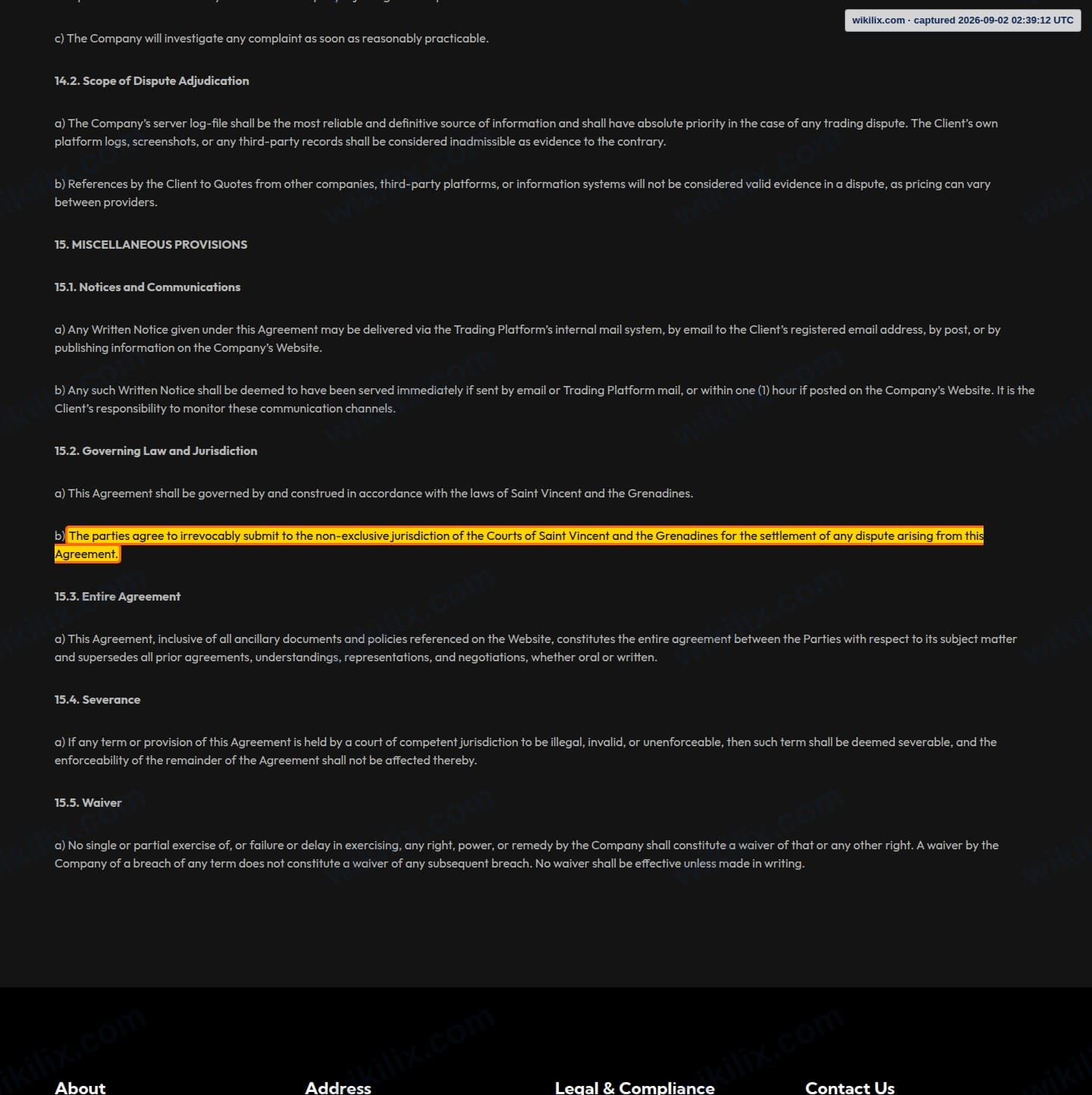 Our full page screenshot of the page this clause sits on, on QMMFX's site qmmfx.com, taken on Sep 2, 2026. The quoted words are marked in the image.