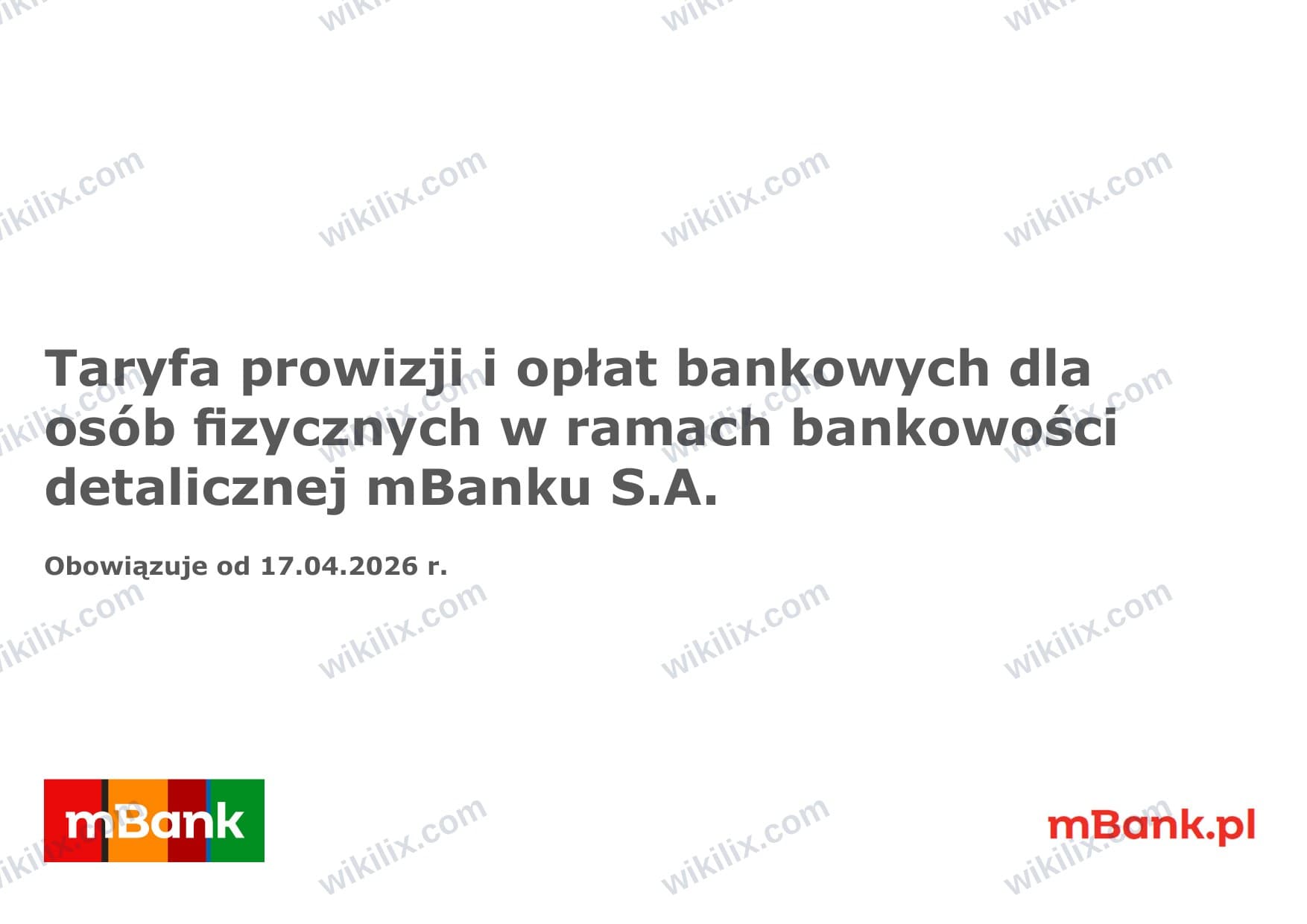 Our full page screenshot of the page this quotation was taken from, on mBank's site pdf.mbank.pl, taken on Sep 12, 2026. The quoted words are not marked in the image.