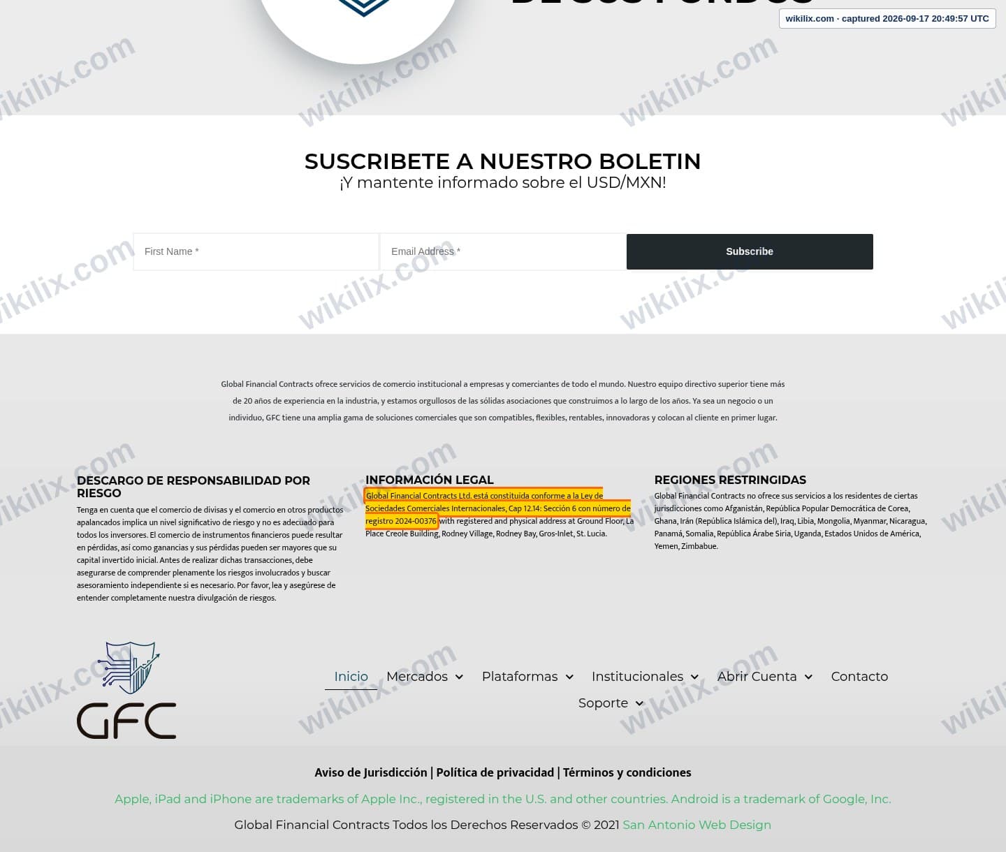 Our full page screenshot of the page that makes this promise, on GFC's site gfcmercado.com, taken on Sep 17, 2026. The quoted words are marked in the image.