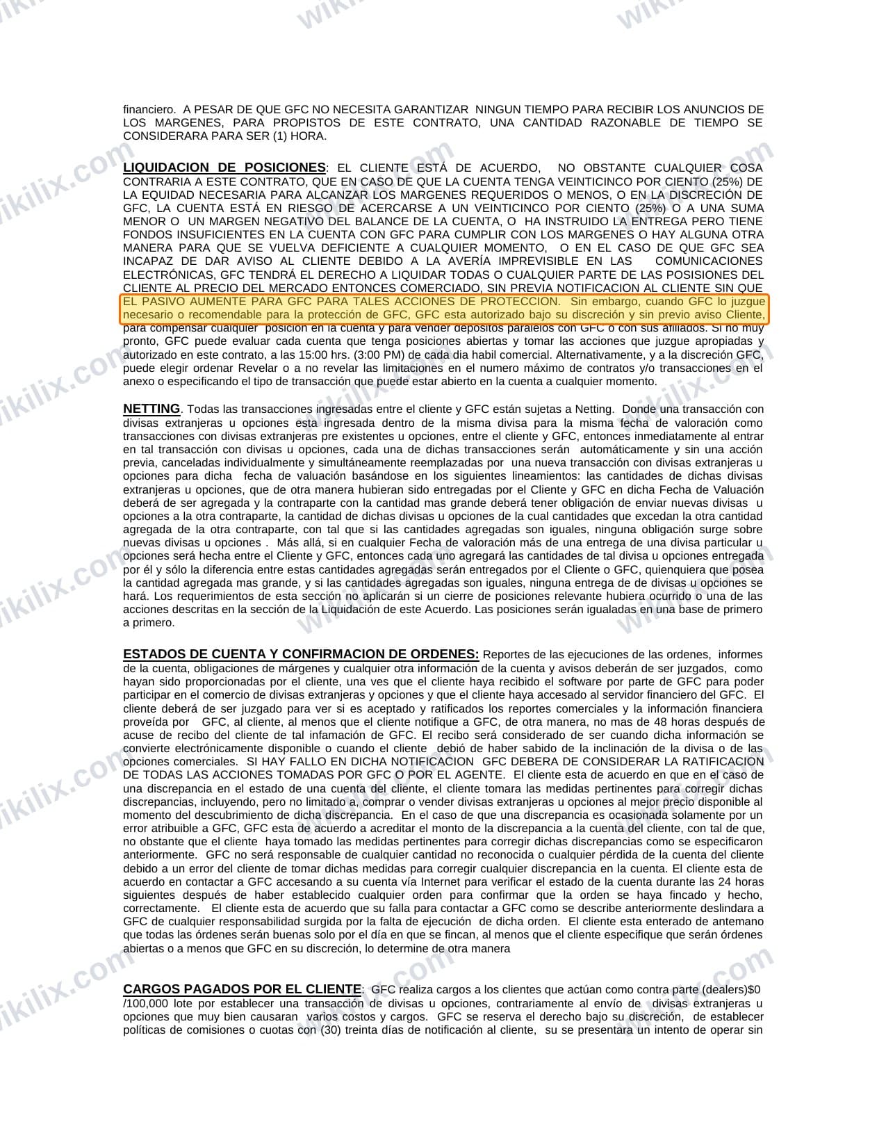 Our full page screenshot of the page this clause sits on, on GFC's site gfcmercado.com, taken on Sep 17, 2026. The quoted words are marked in the image.