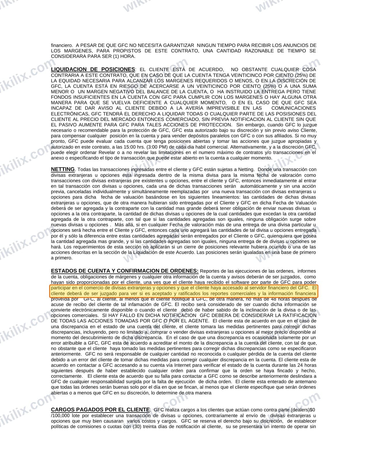Our full page screenshot of the page this clause sits on, on GFC's site gfcmercado.com, taken on Sep 17, 2026. The quoted words are marked in the image.
