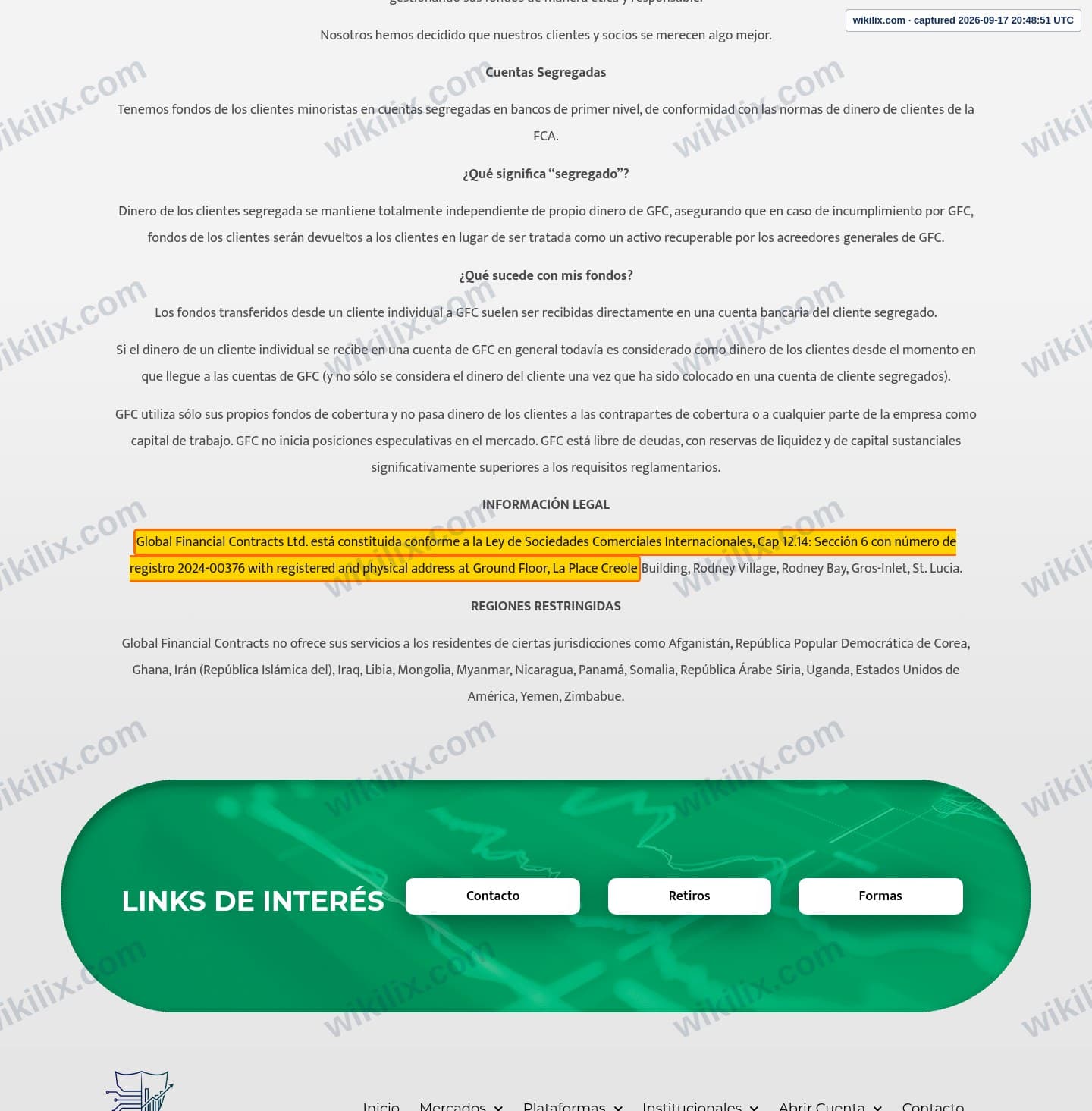 Our full page screenshot of the page that makes this promise, on GFC's site gfcmercado.com, taken on Sep 17, 2026. The quoted words are marked in the image.