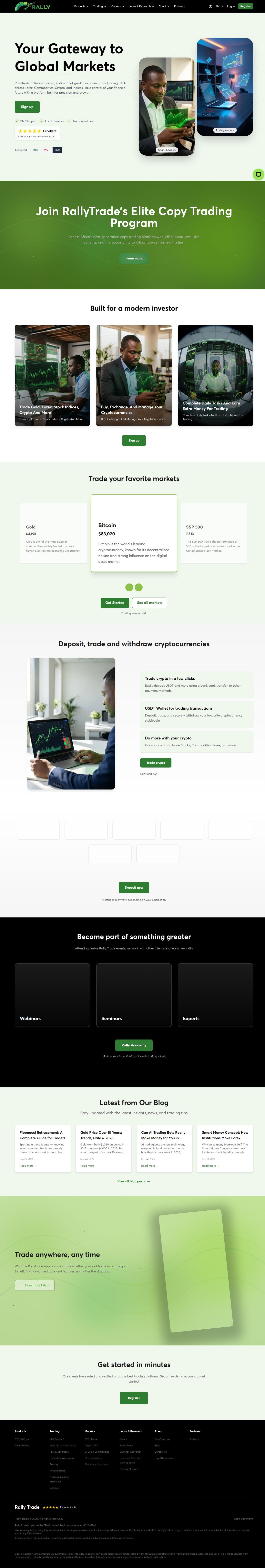 Homepage of rally.trade as we captured it