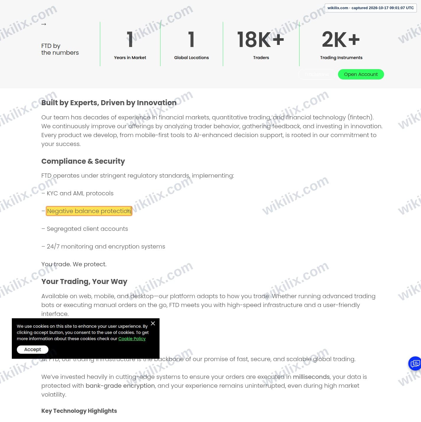 Our full page screenshot of the page that makes this promise, on FTD's site ftdsystem.com, taken on Oct 17, 2026. The quoted words are marked in the image.