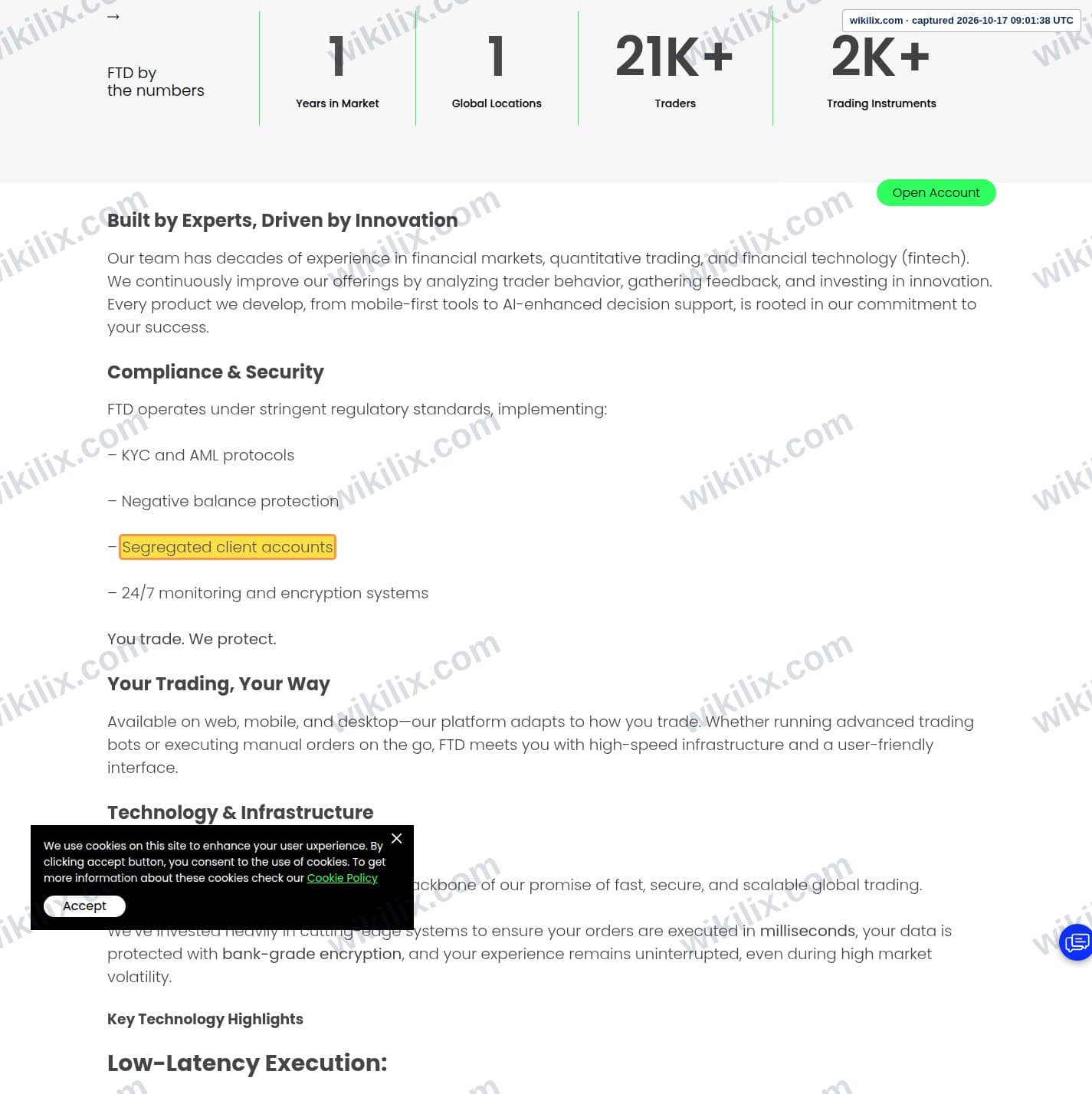 Our full page screenshot of the page that makes this promise, on FTD's site ftdsystem.com, taken on Oct 17, 2026. The quoted words are marked in the image.