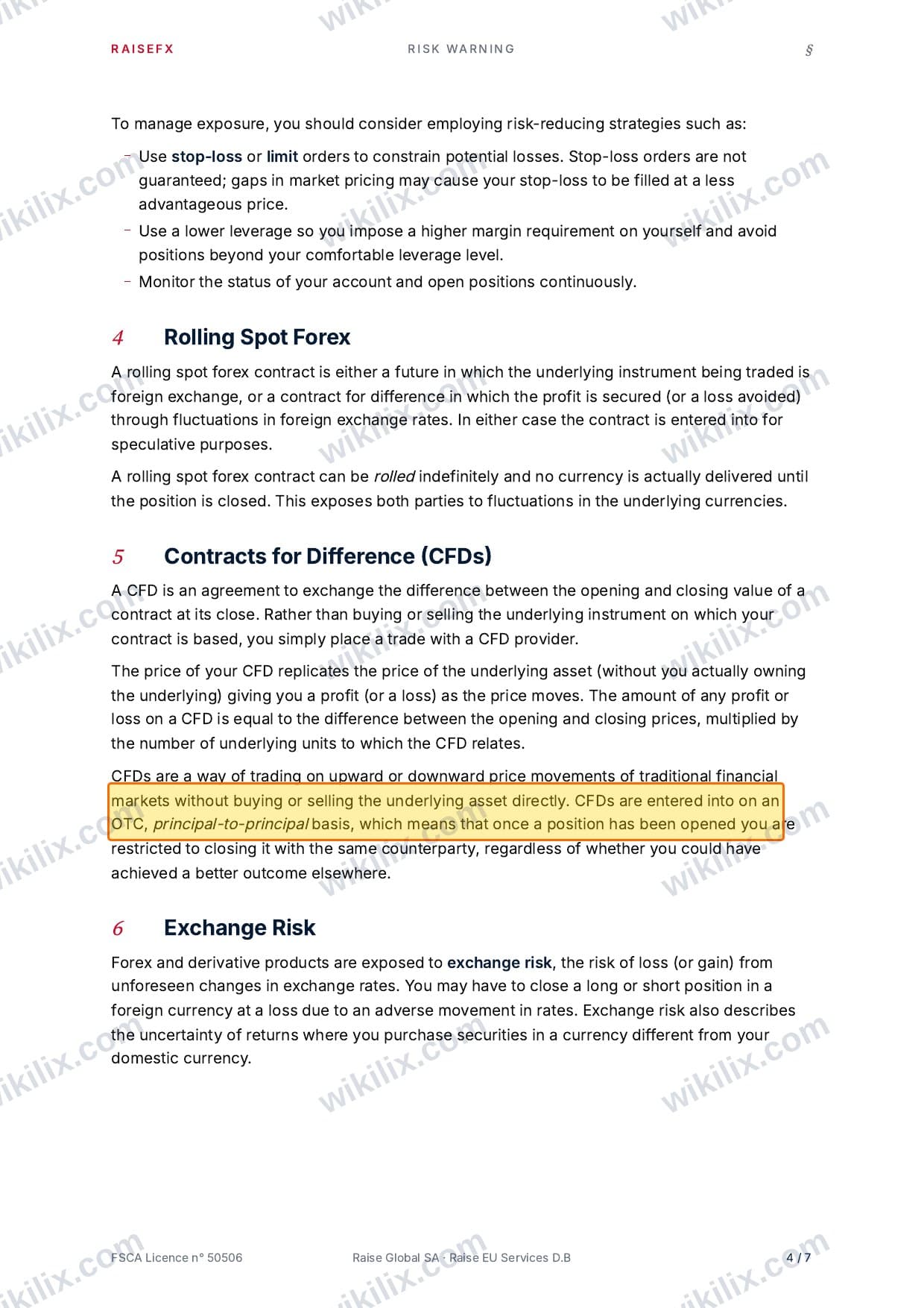 Our full page screenshot of the page this clause sits on, on RaiseFX's site raisefx.com, taken on Aug 24, 2026. The quoted words are marked in the image.
