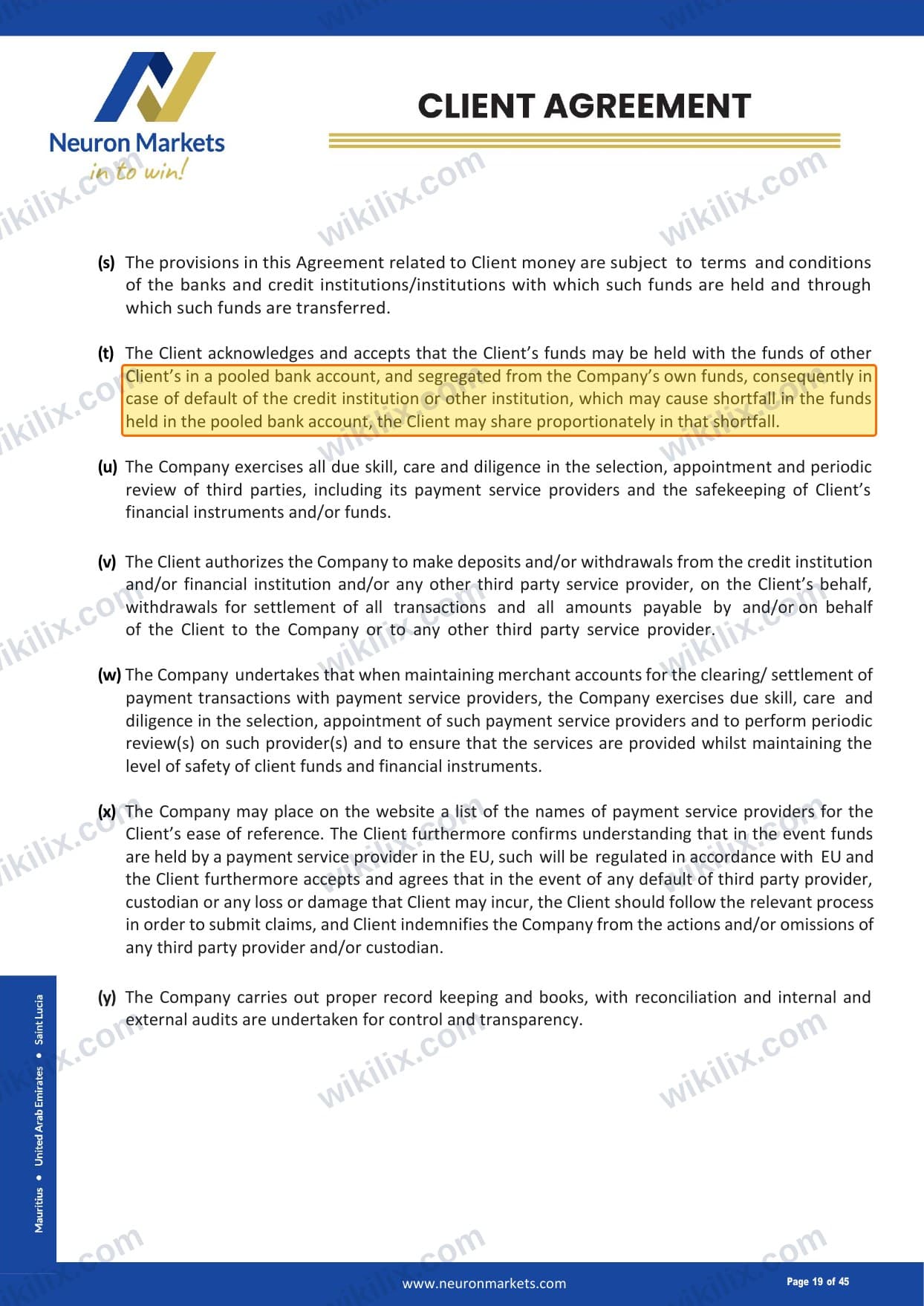 Our full page screenshot of the page this clause sits on, on Neuron Markets's site neuronmarkets.com, taken on Aug 28, 2026. The quoted words are marked in the image.