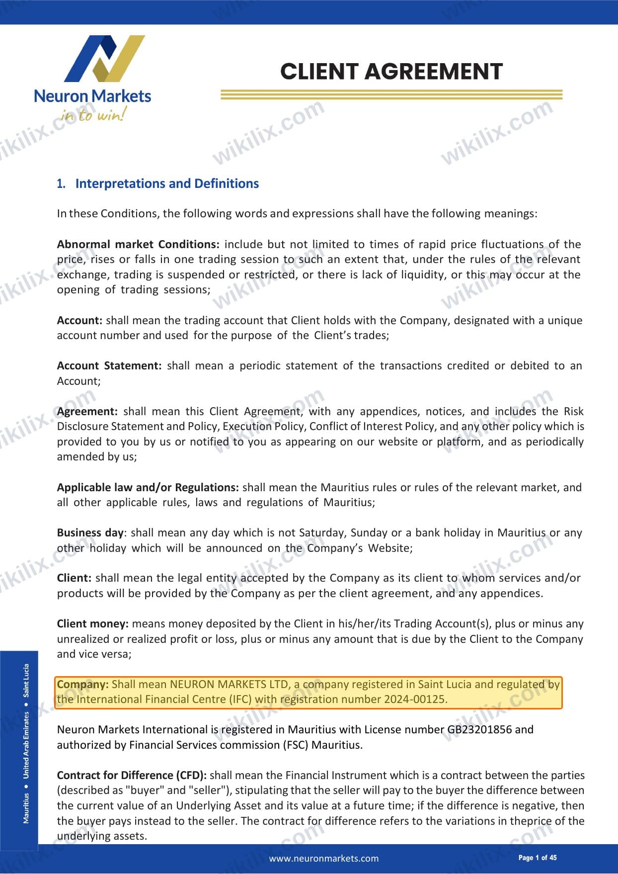 Our full page screenshot of the page this clause sits on, on Neuron Markets's site neuronmarkets.com, taken on Aug 28, 2026. The quoted words are marked in the image.