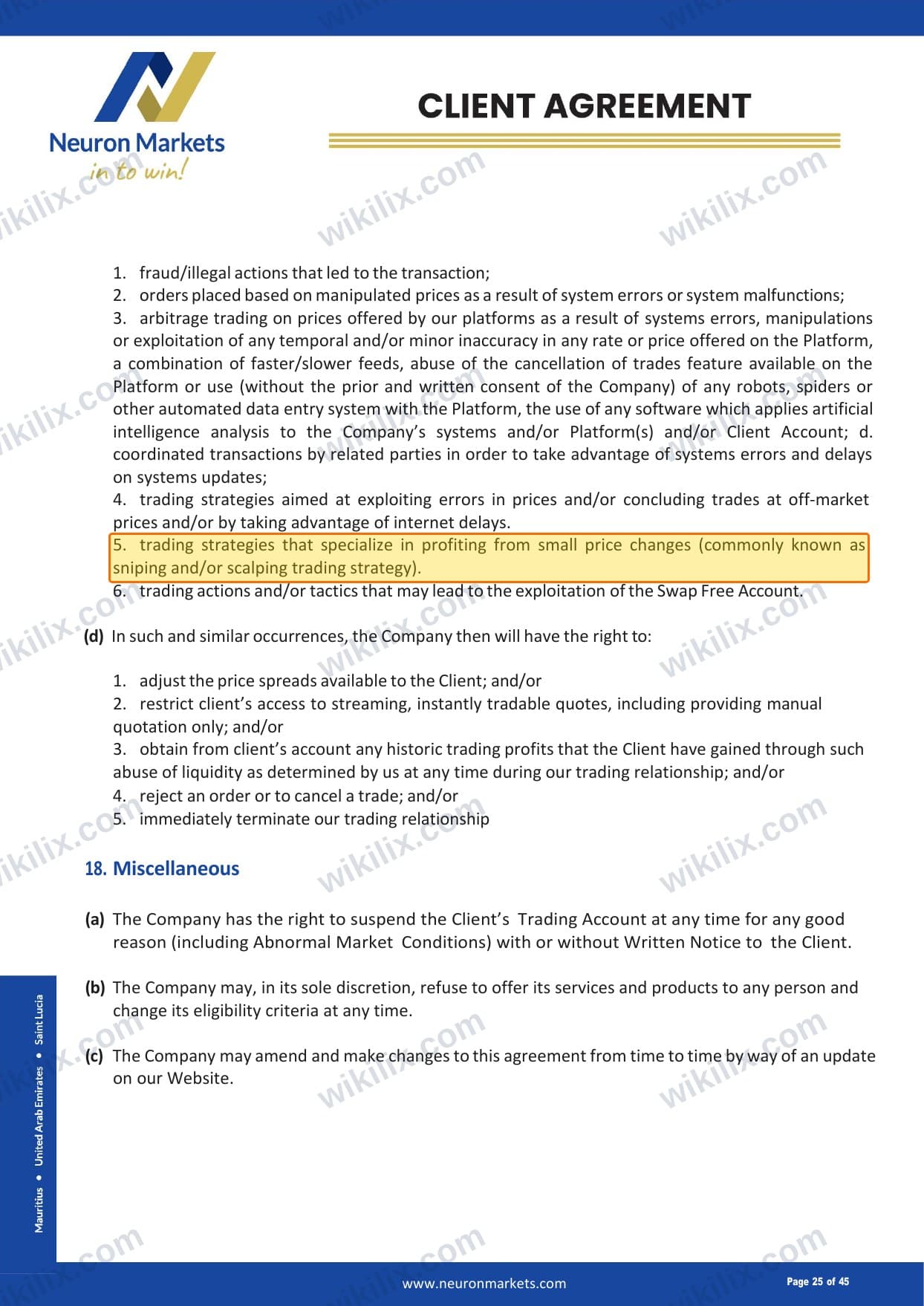 Our full page screenshot of the page this clause sits on, on Neuron Markets's site neuronmarkets.com, taken on Aug 28, 2026. The quoted words are marked in the image.