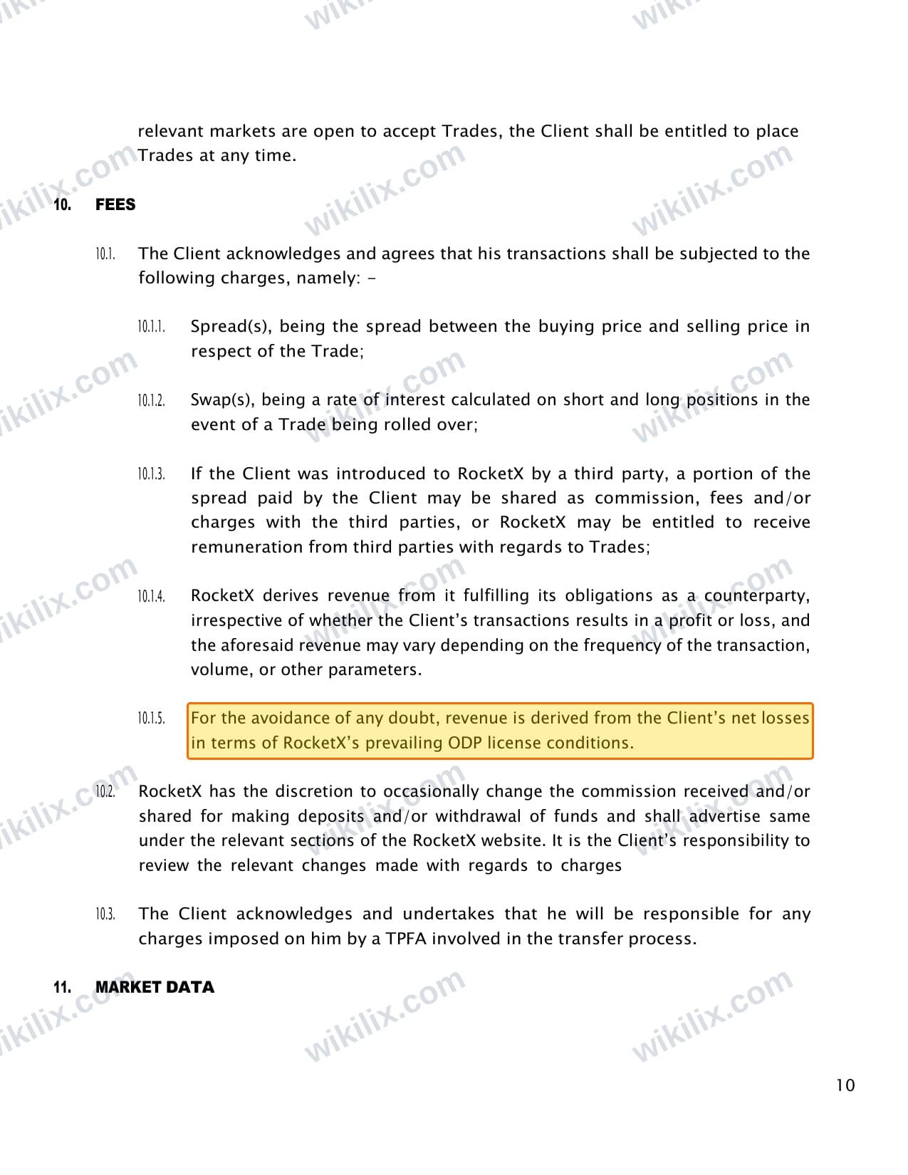 Our full page screenshot of the page this clause sits on, on VAULT MARKETS's site vaultmarkets.trade, taken on Aug 27, 2026. The quoted words are marked in the image.