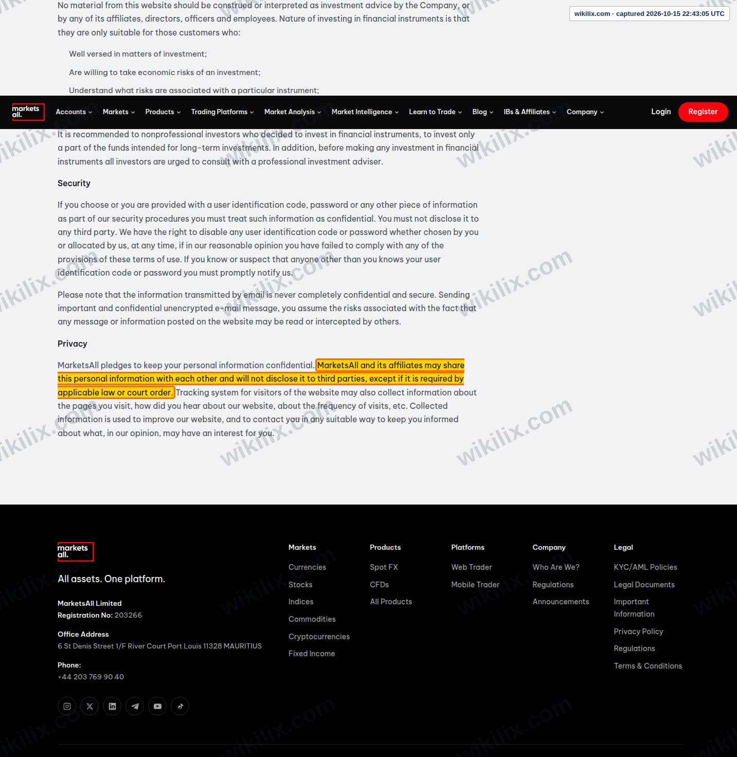 Our full page screenshot of the page that makes this promise, on Marketsall's site marketsall.com, taken on Oct 15, 2026. The quoted words are marked in the image.