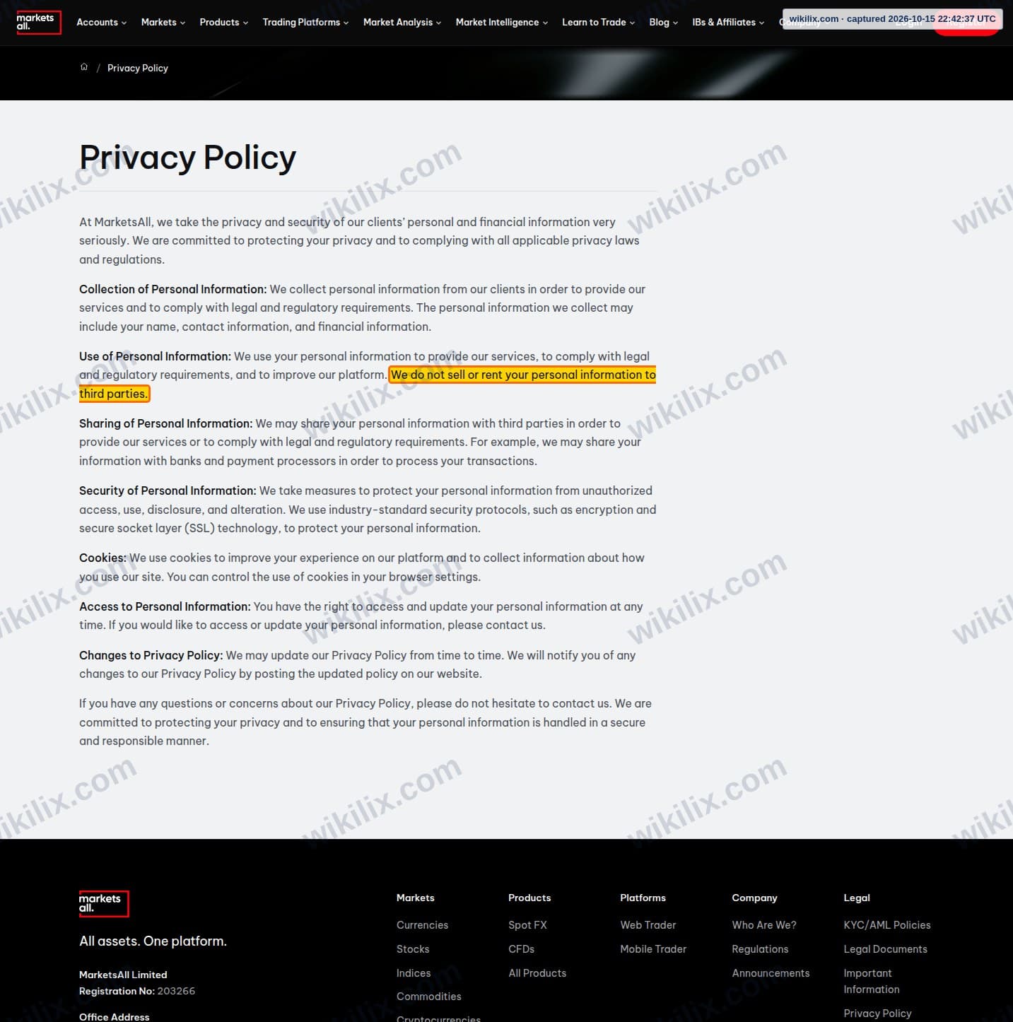 Our full page screenshot of the page that makes this promise, on Marketsall's site marketsall.com, taken on Oct 15, 2026. The quoted words are marked in the image.