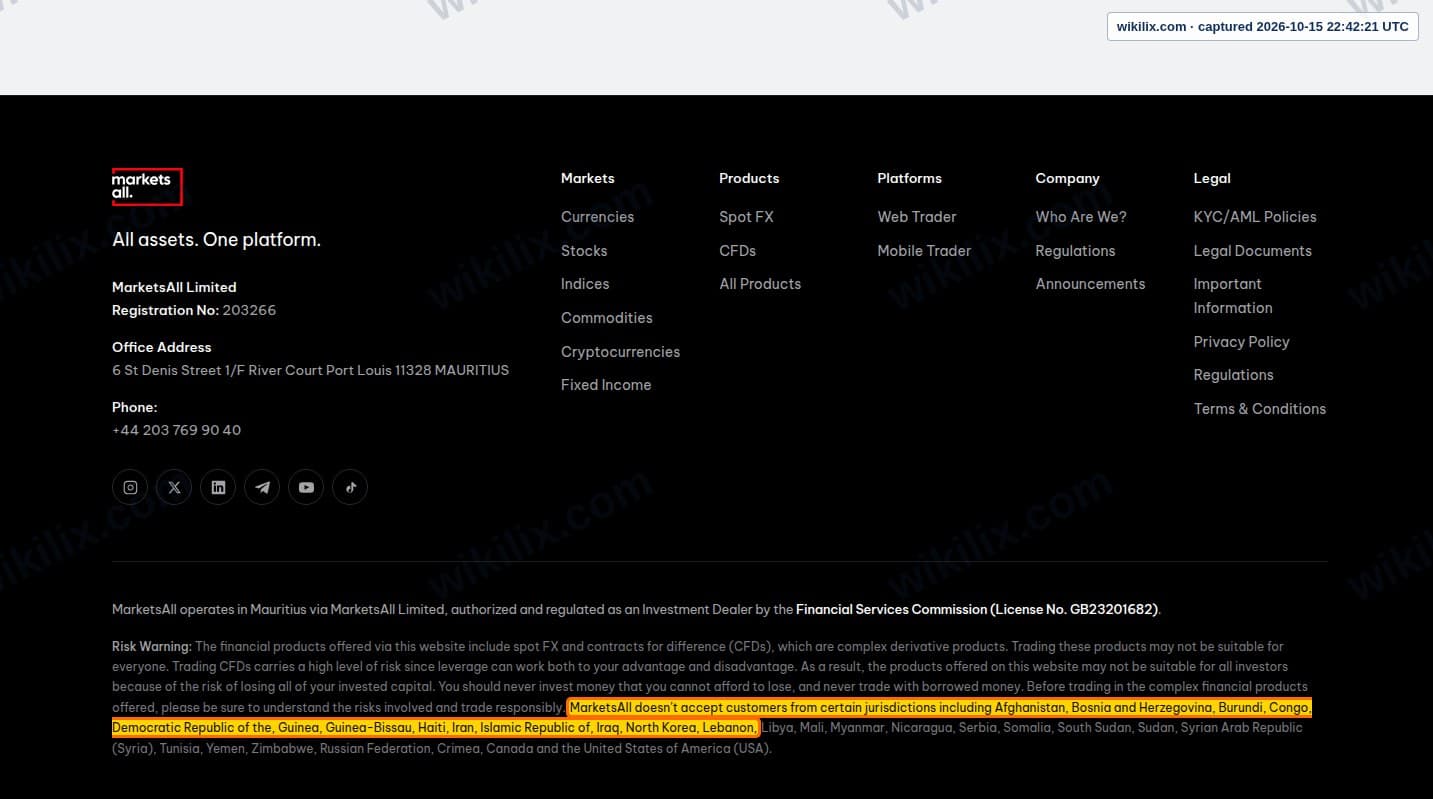 Our full page screenshot of the page this clause sits on, on Marketsall's site marketsall.com, taken on Oct 15, 2026. The quoted words are marked in the image.