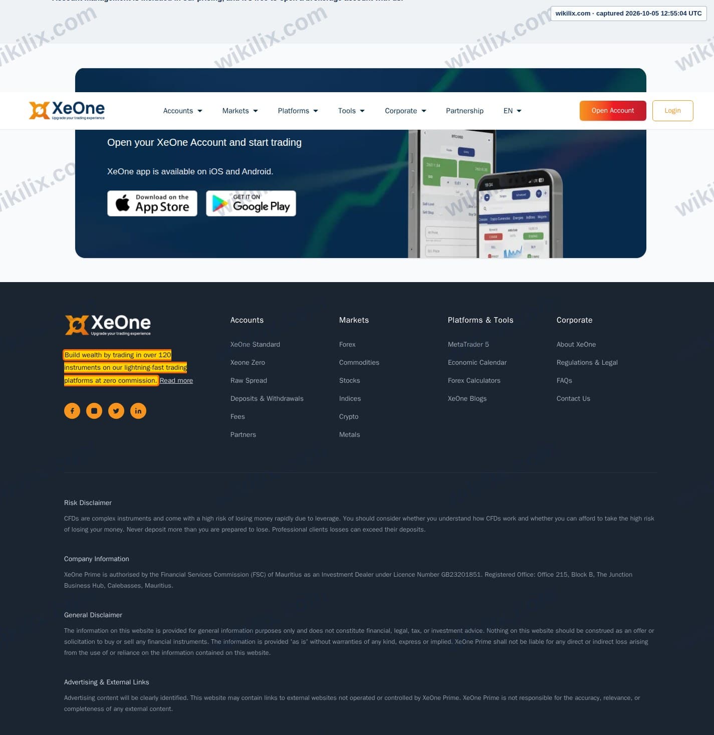 Our full page screenshot of the page that makes this promise, on XeOne's site xeone.com, taken on Oct 5, 2026. The quoted words are marked in the image.