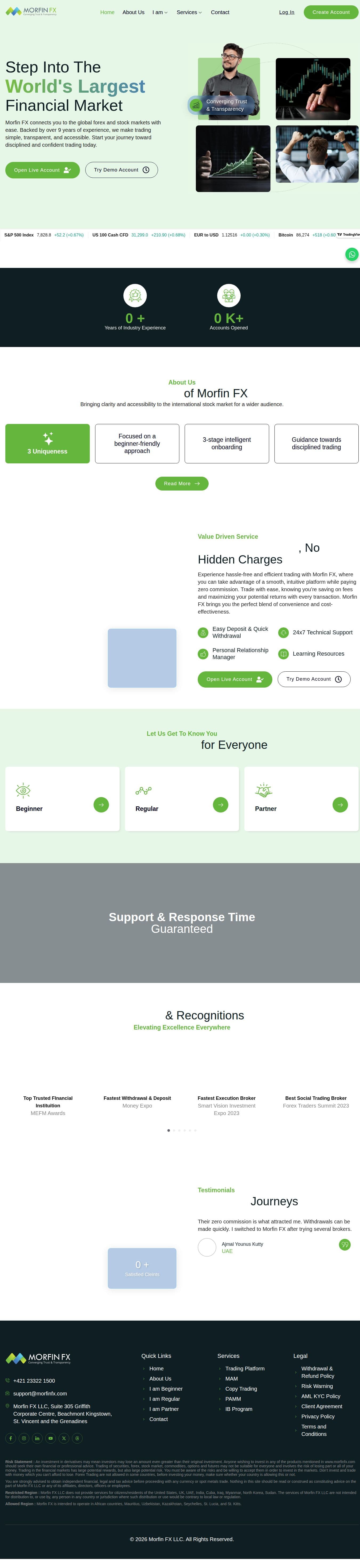 Homepage of morfinfx.com as we captured it