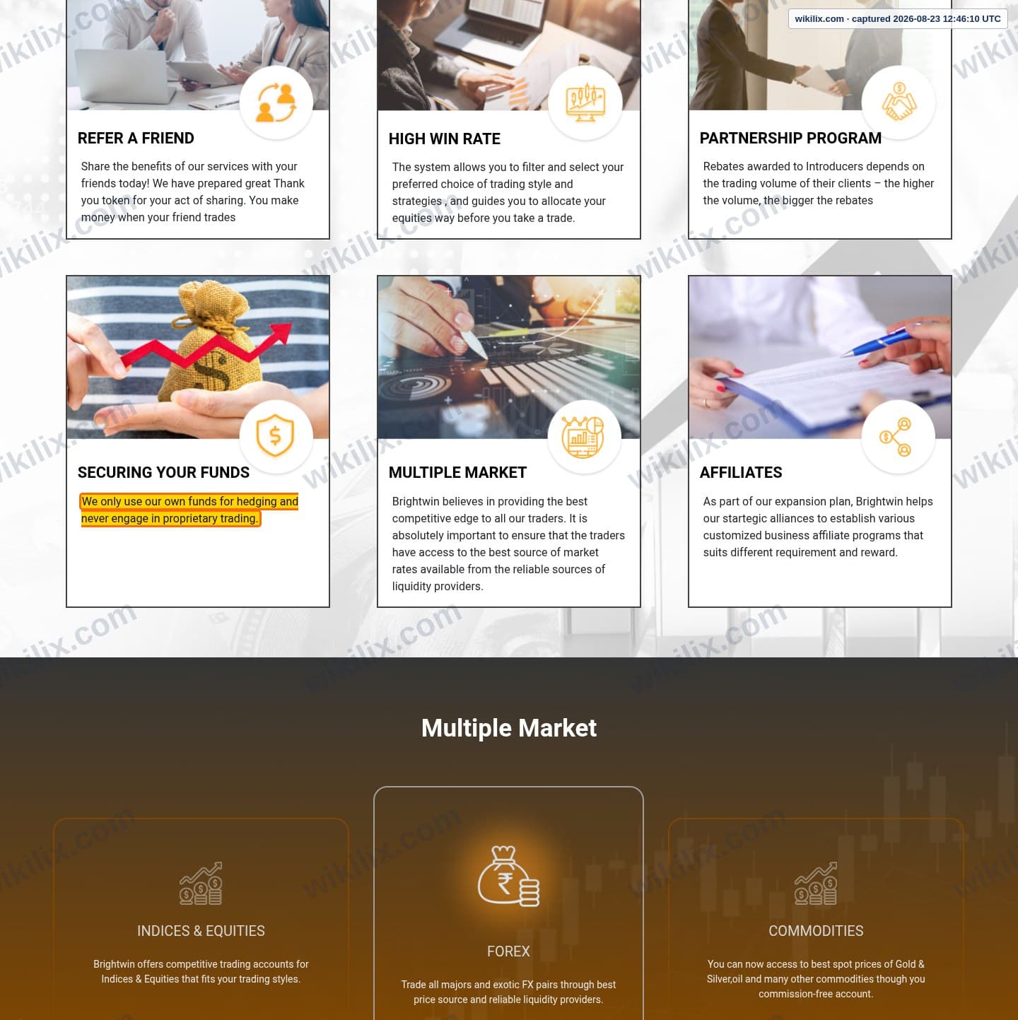 Our full page screenshot of the page that makes this promise, on BrightWin's site brightwinfinance.com, taken on Aug 23, 2026. The quoted words are marked in the image.