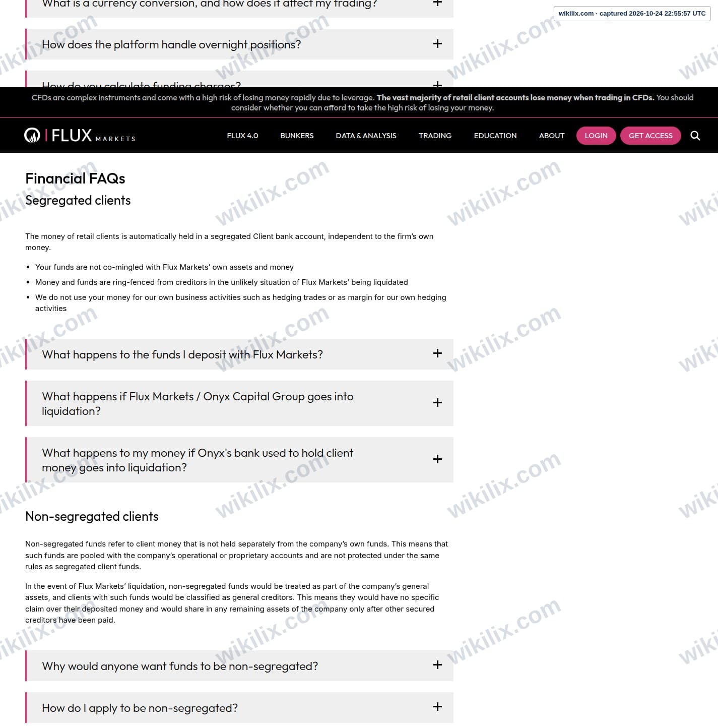 Our full page screenshot of the page this quotation was taken from, on Flux Markets's site flux.live, taken on Oct 24, 2026. The quoted words are not marked in the image.