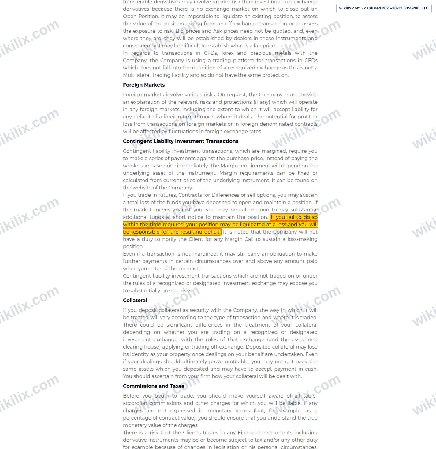 Our full page screenshot of the page this clause sits on, on NEOLINFX's site neolinfx.com, taken on Oct 12, 2026. The quoted words are marked in the image.