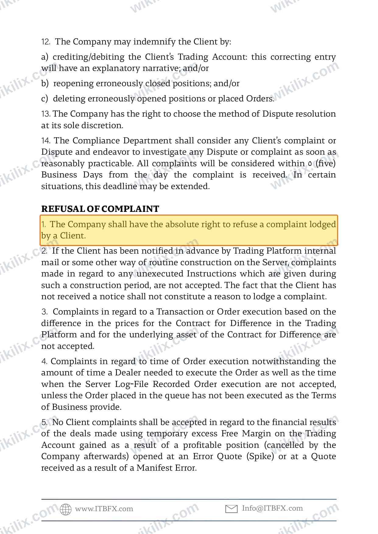 Our full page screenshot of the page this clause sits on, on ITB's site itbfx.com, taken on Sep 10, 2026. The quoted words are marked in the image.